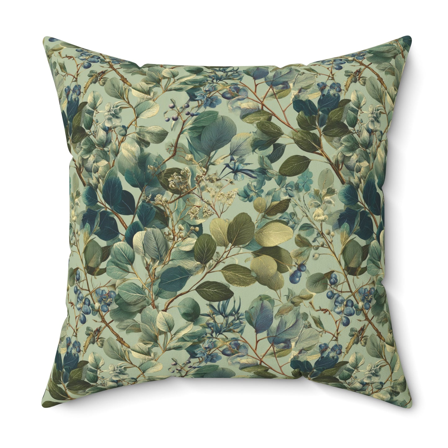 Vintage Botanical Leaves Pillow | Green Floral Throw Pillow