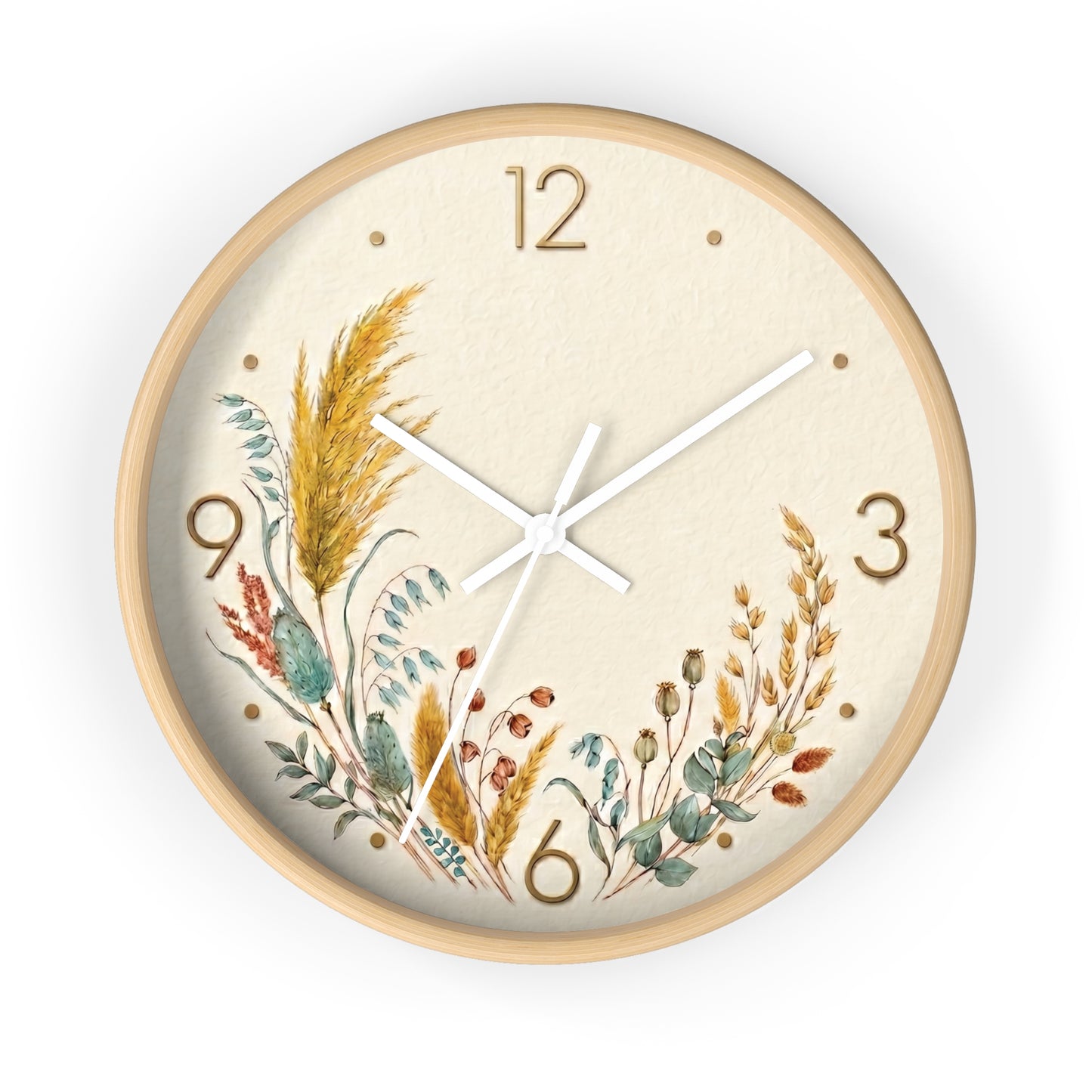 Dried Wildflower Bouquet Wall Clock | Boho Coastal Floral Home Decor