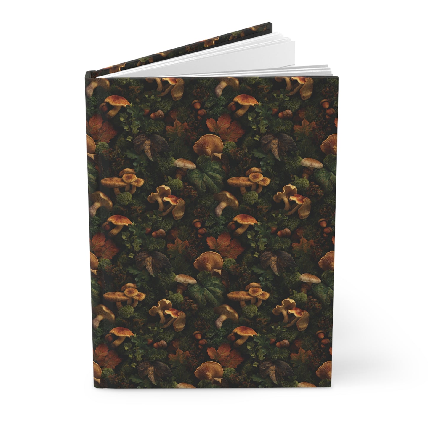 Autumn Mushrooms Hardcover Journal | Forest Mushroom Pattern Notebook
