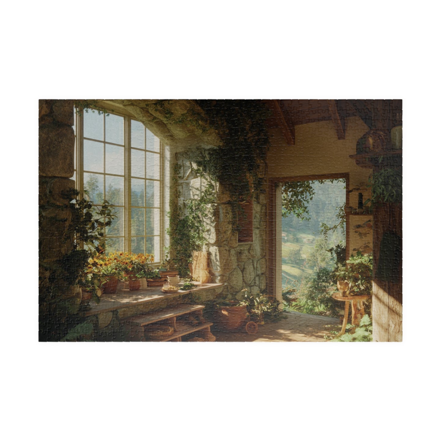 Sunlit Garden Interior Puzzle | Vintage Cottage Window 110-1014Piece