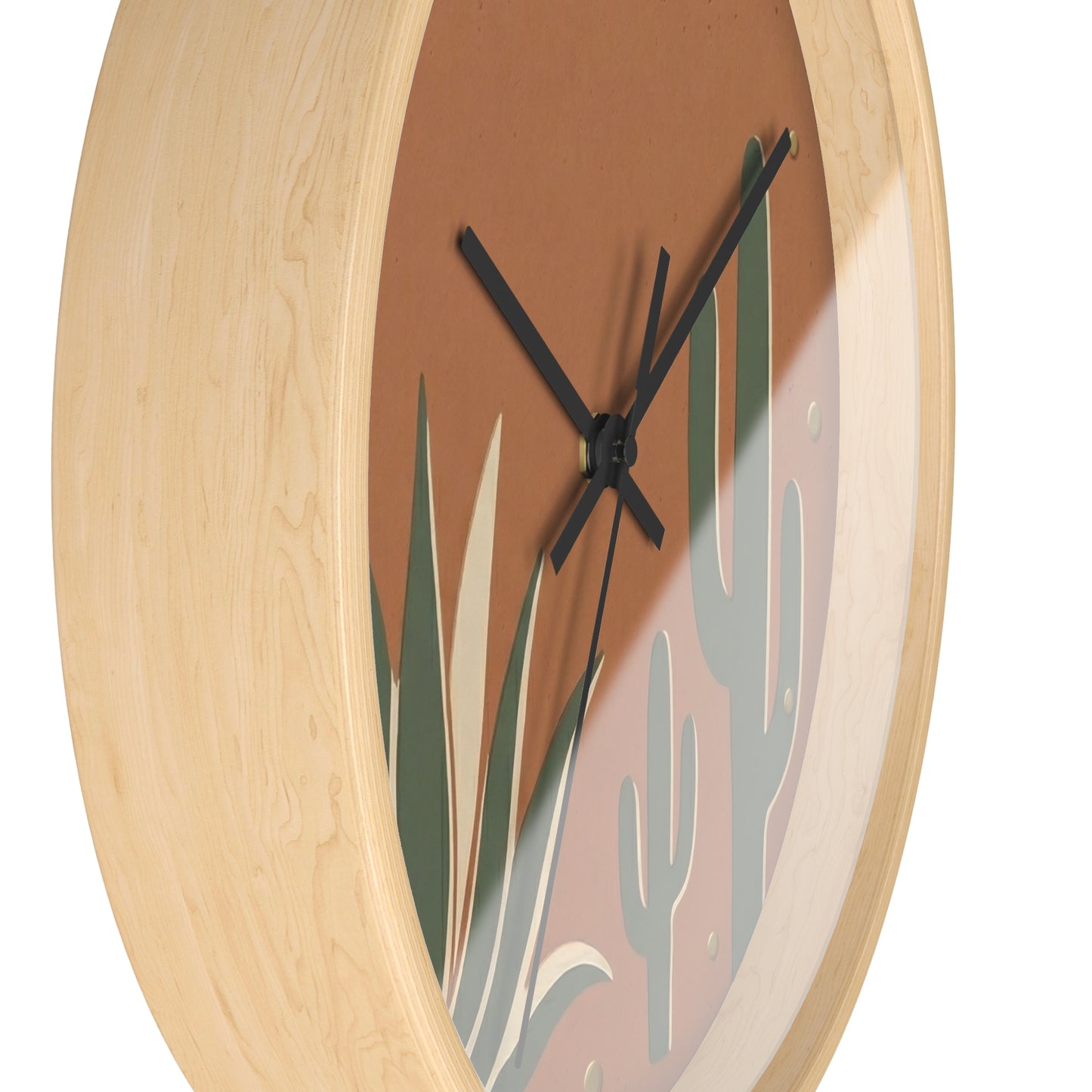 Desert Cactus Illustration Wall Clock | Terracotta Succulent Decor