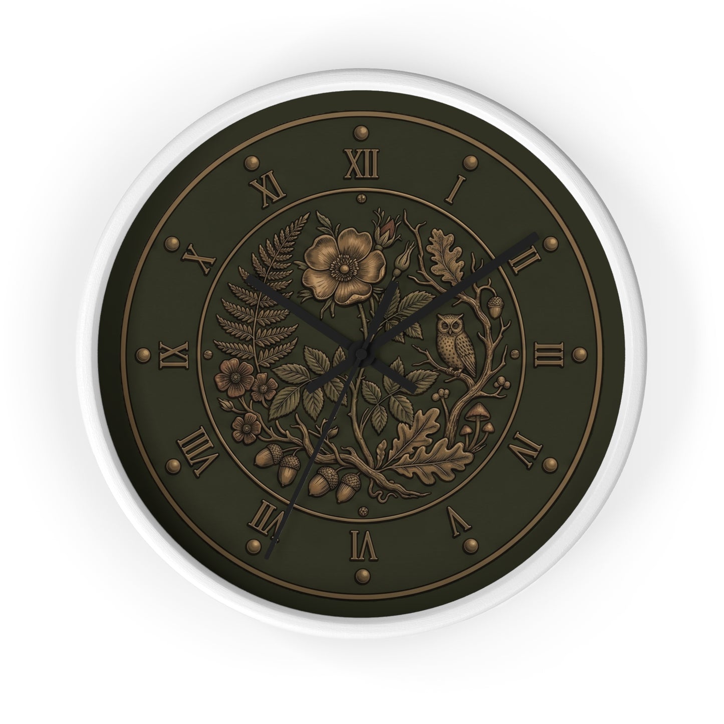 Vintage Floral Clock Wall Clock | Roman Numerals, Botanical Bird Design