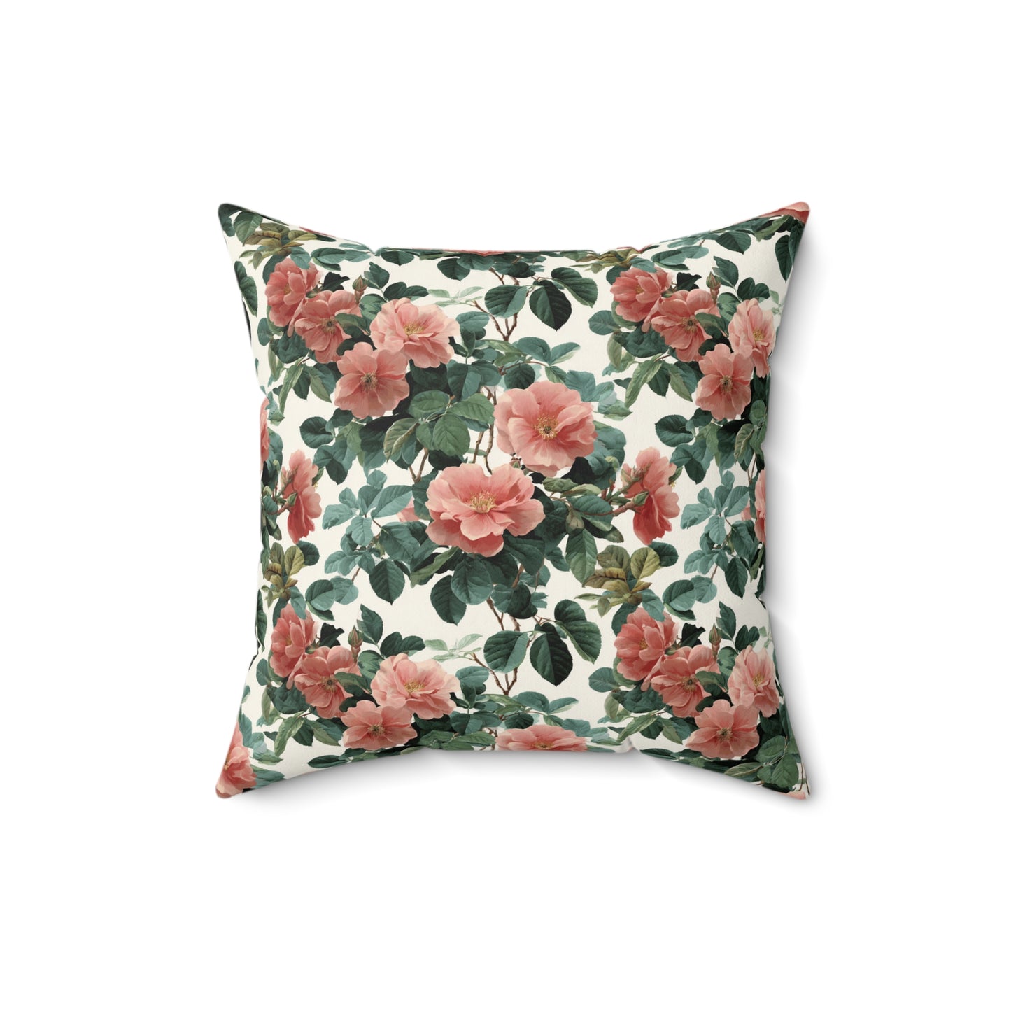 Vintage Pink Roses Floral Pillow | Spun Polyester Square Pillow