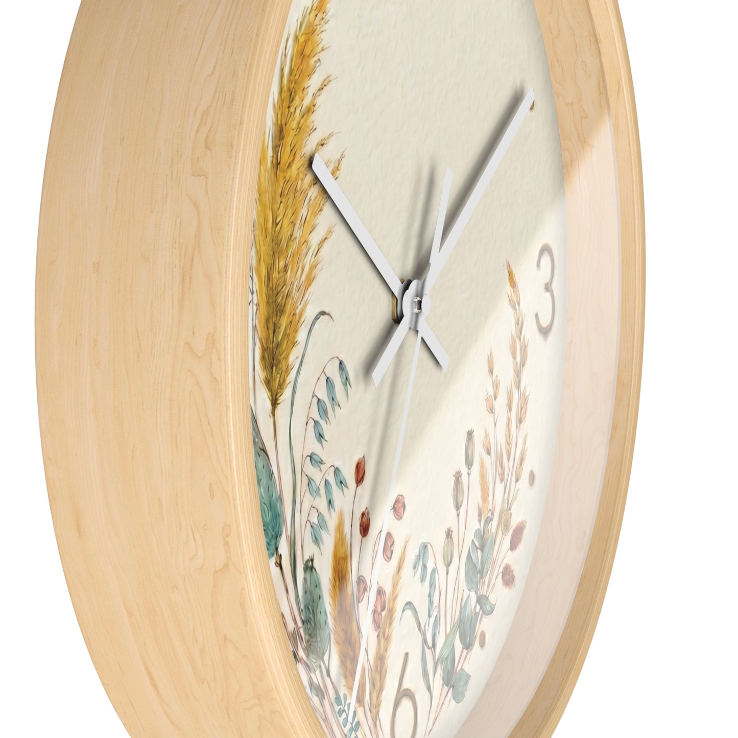 Dried Wildflower Bouquet Wall Clock | Boho Coastal Floral Home Decor