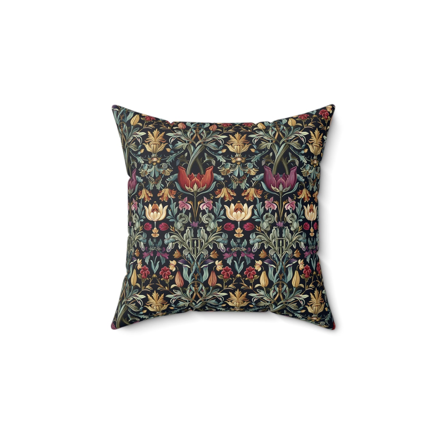 William Morris Style Floral Pattern Pillow | Vintage Botanical Throw Pillow