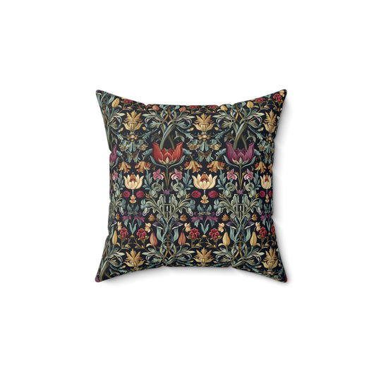 William Morris Style Floral Pattern Pillow | Vintage Botanical Throw Pillow