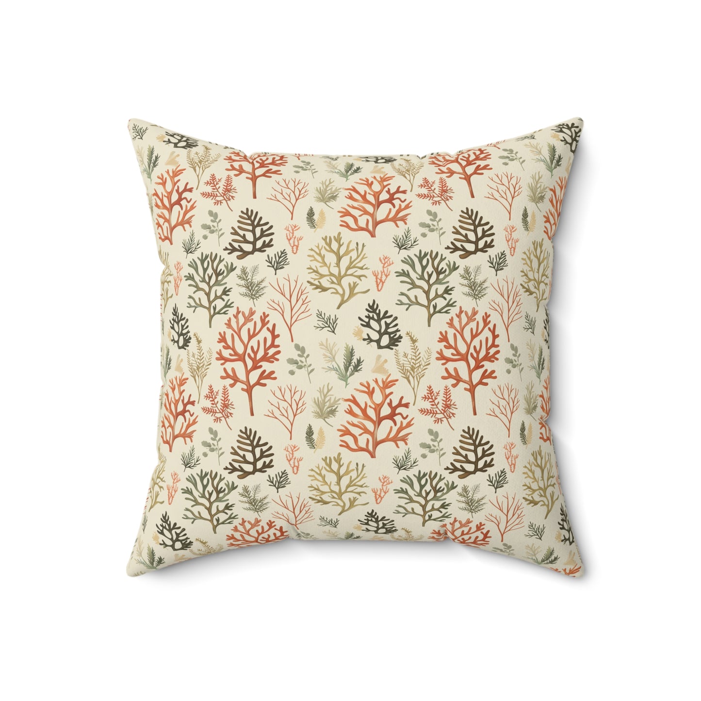 Coral Reef Pattern Pillow | Square Throw Pillow, Coastal Home Decor