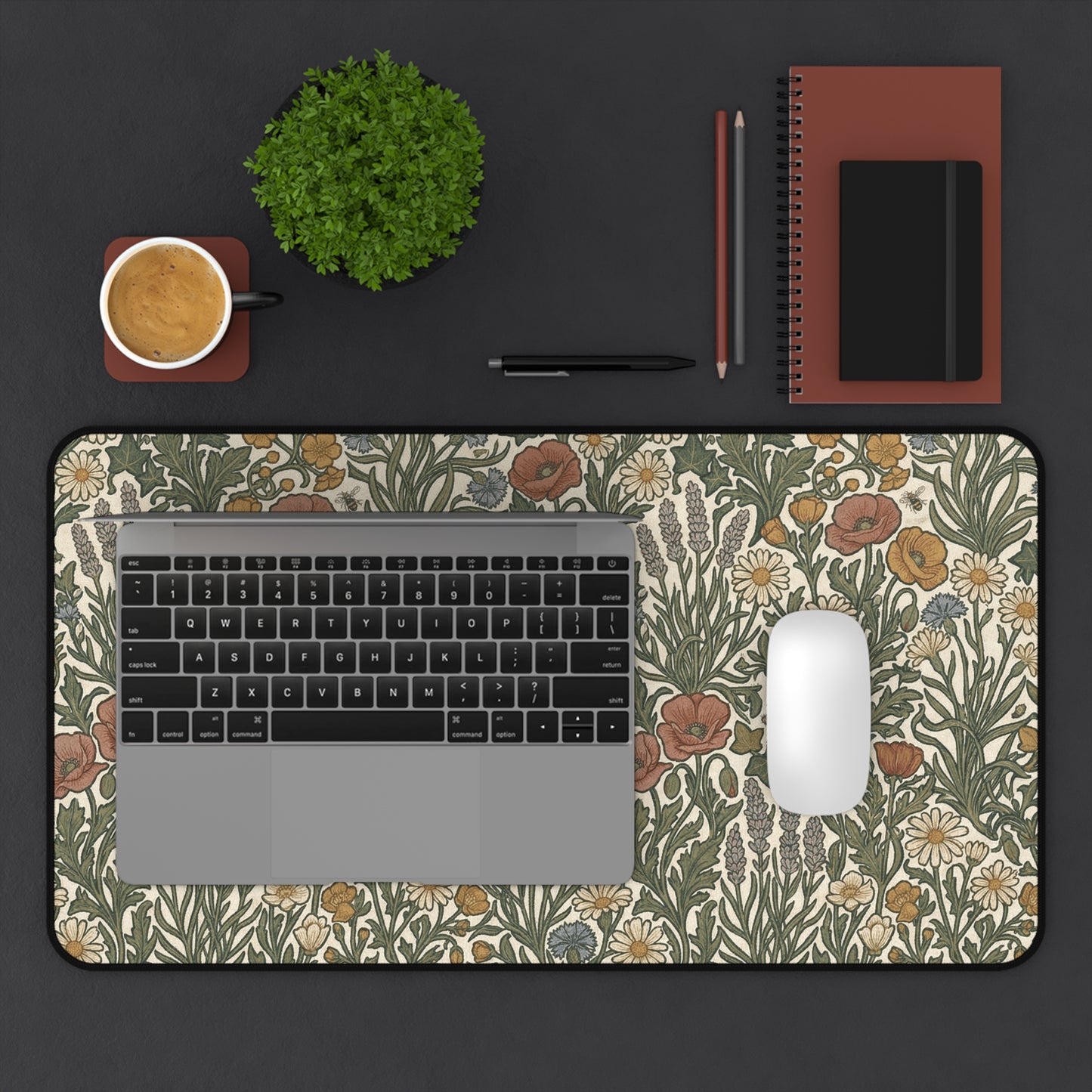 Vintage Wildflower Pattern Desk Mat | Floral Botanical Mousepad