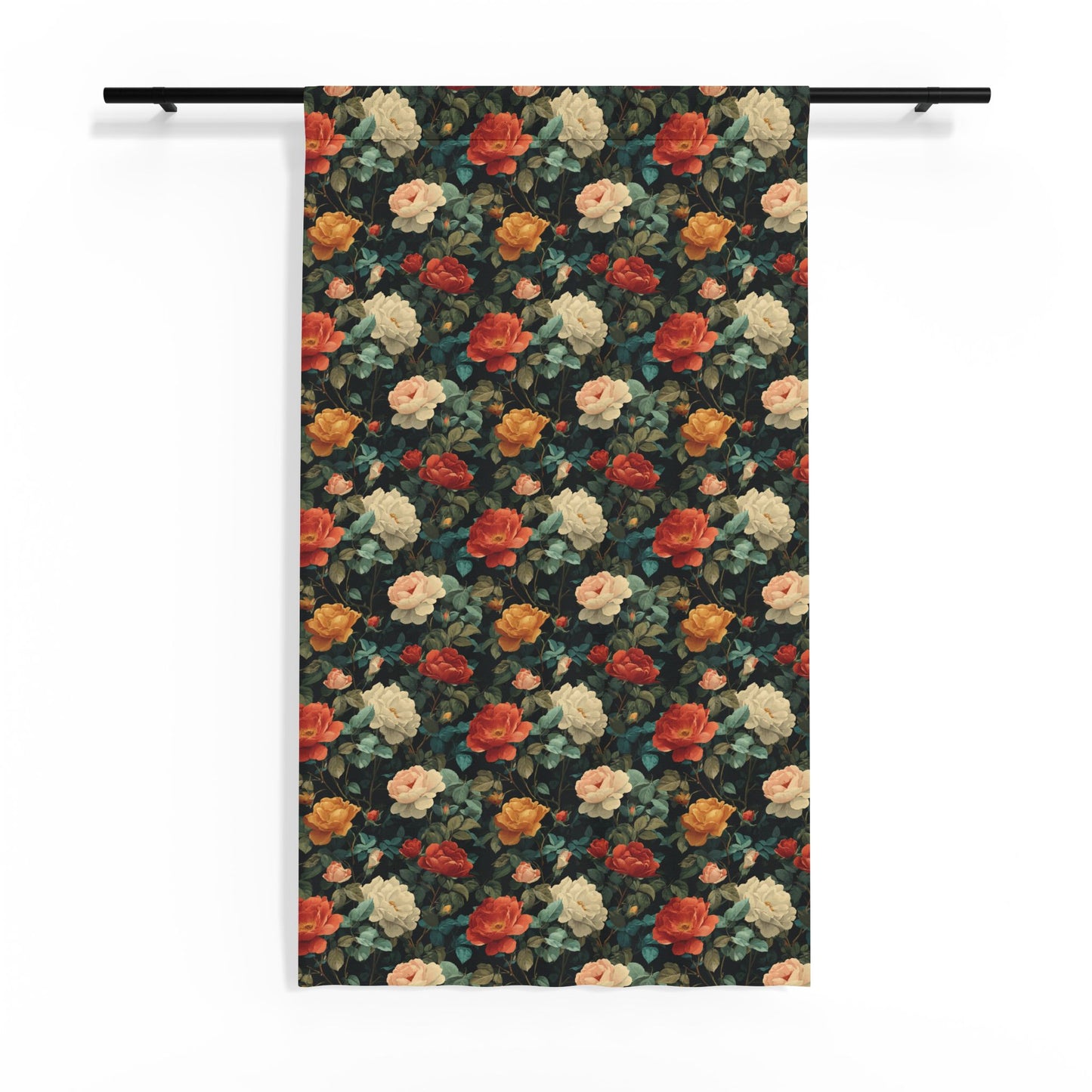 Vintage Rose Pattern Sheer Window Curtain | Floral Botanical Drapery