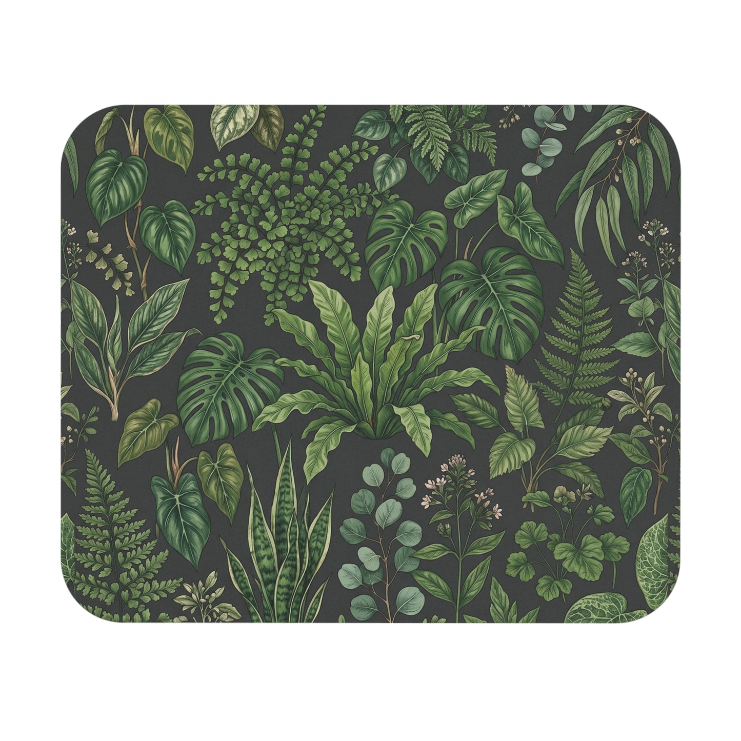 Botanical Greenery Mouse Pad | Tropical Ferns, Monstera, Eucalyptus