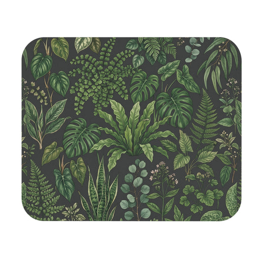 Botanical Greenery Mouse Pad | Tropical Ferns, Monstera, Eucalyptus