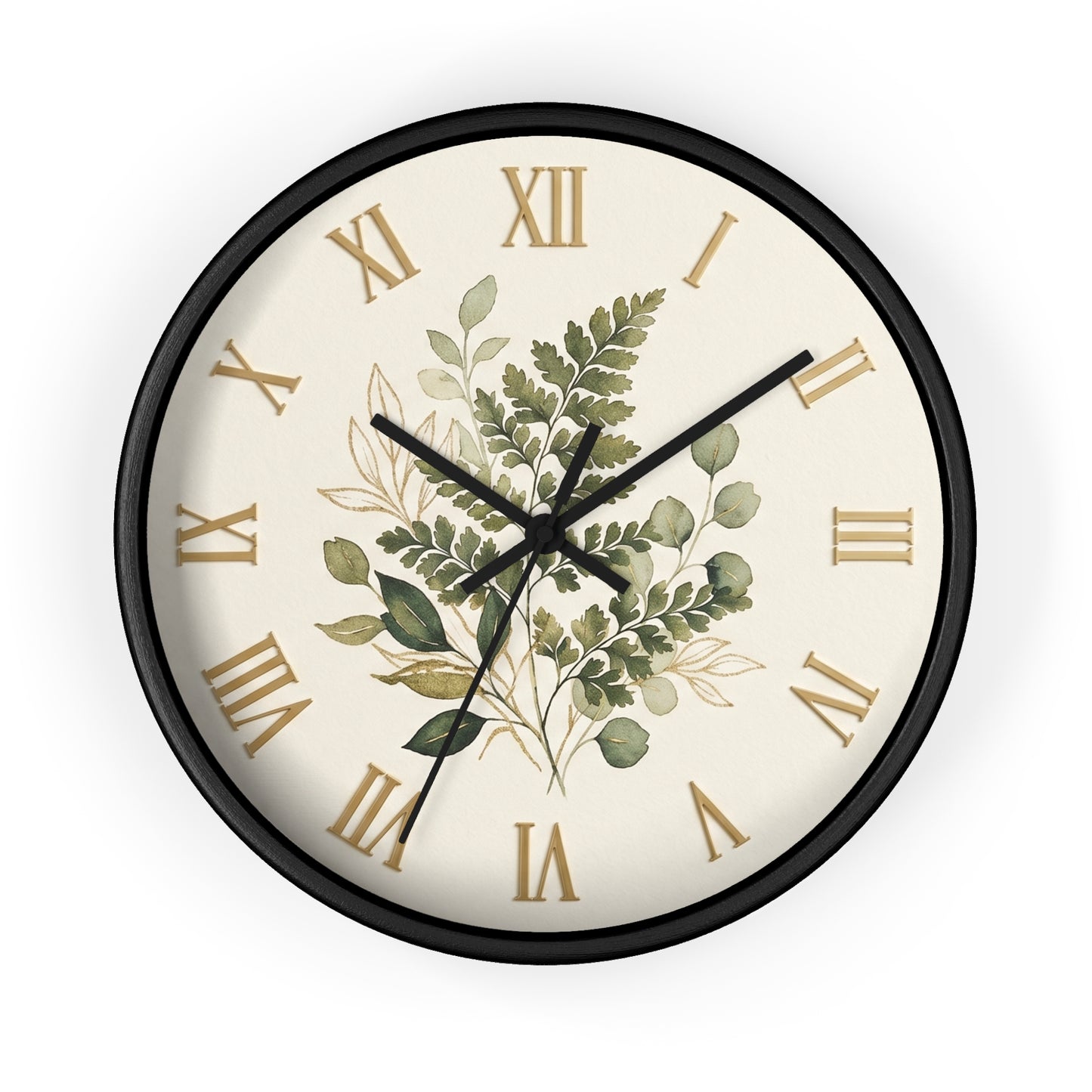 Green Botanical Roman Numeral Wall Clock | Floral Clock