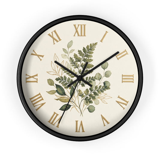 Green Botanical Roman Numeral Wall Clock | Floral Clock