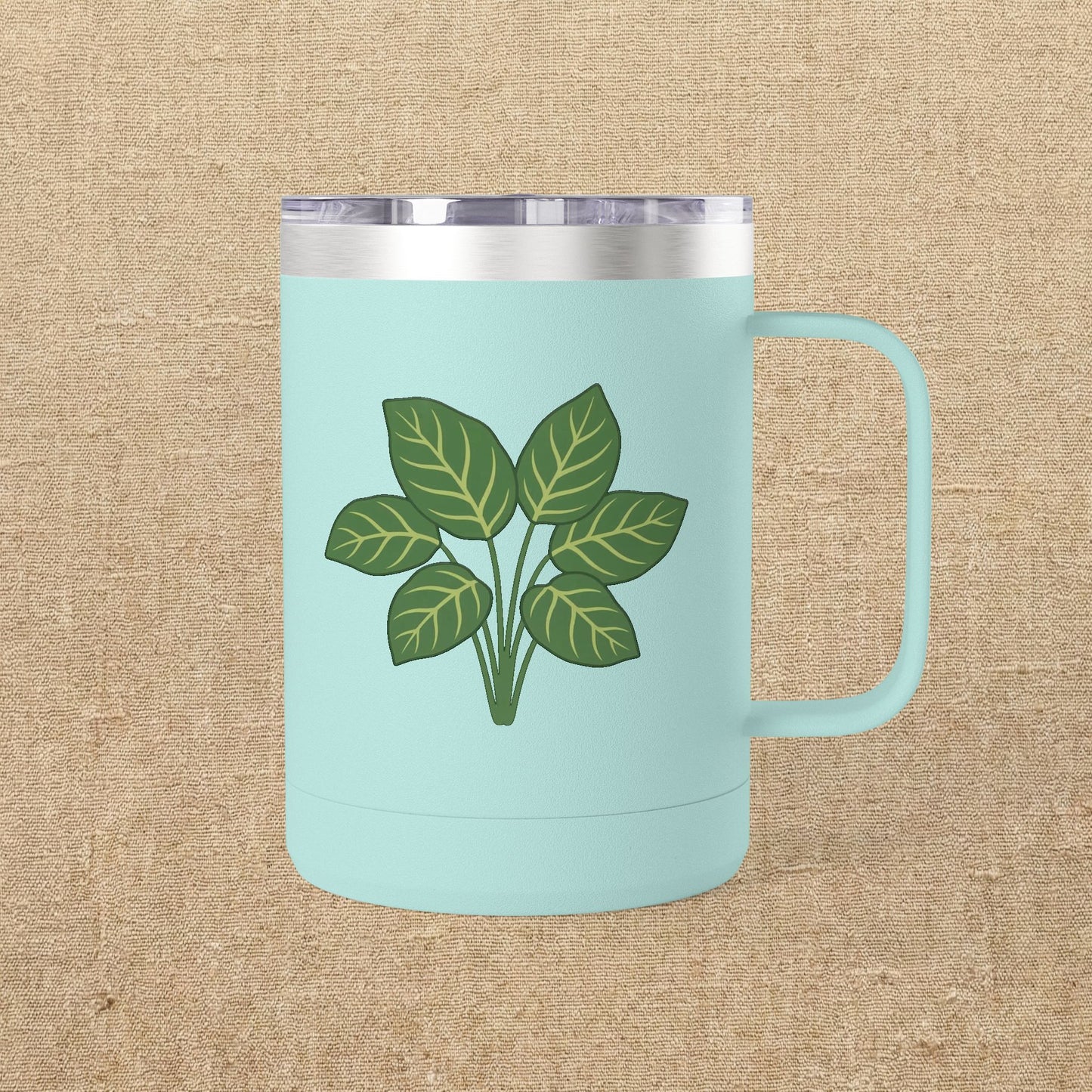 Green Leaves Plant Illustration Tumbler | 15oz Stainless Mug