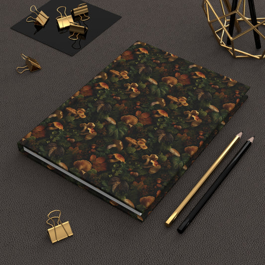 Autumn Mushrooms Hardcover Journal | Forest Mushroom Pattern Notebook