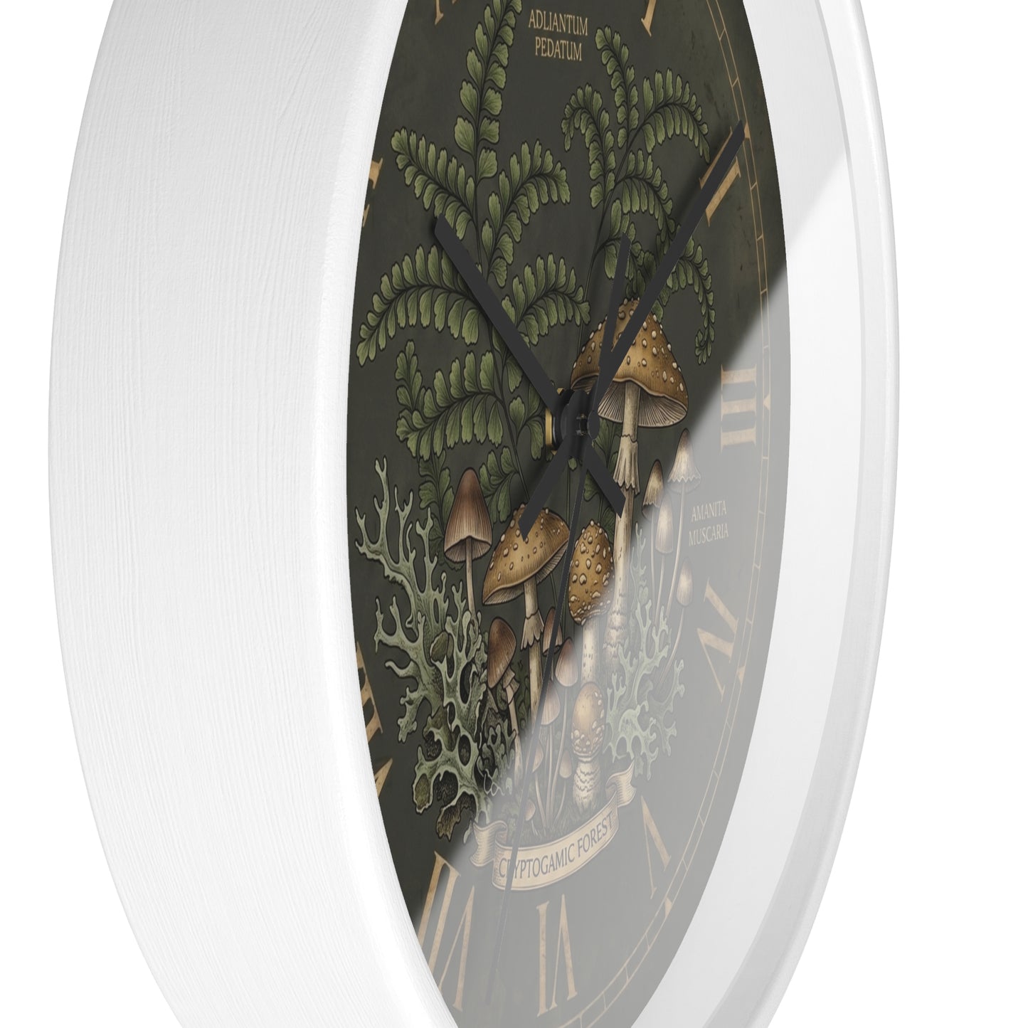 Mushroom Botanical Wall Clock | Vintage Fern Illustration