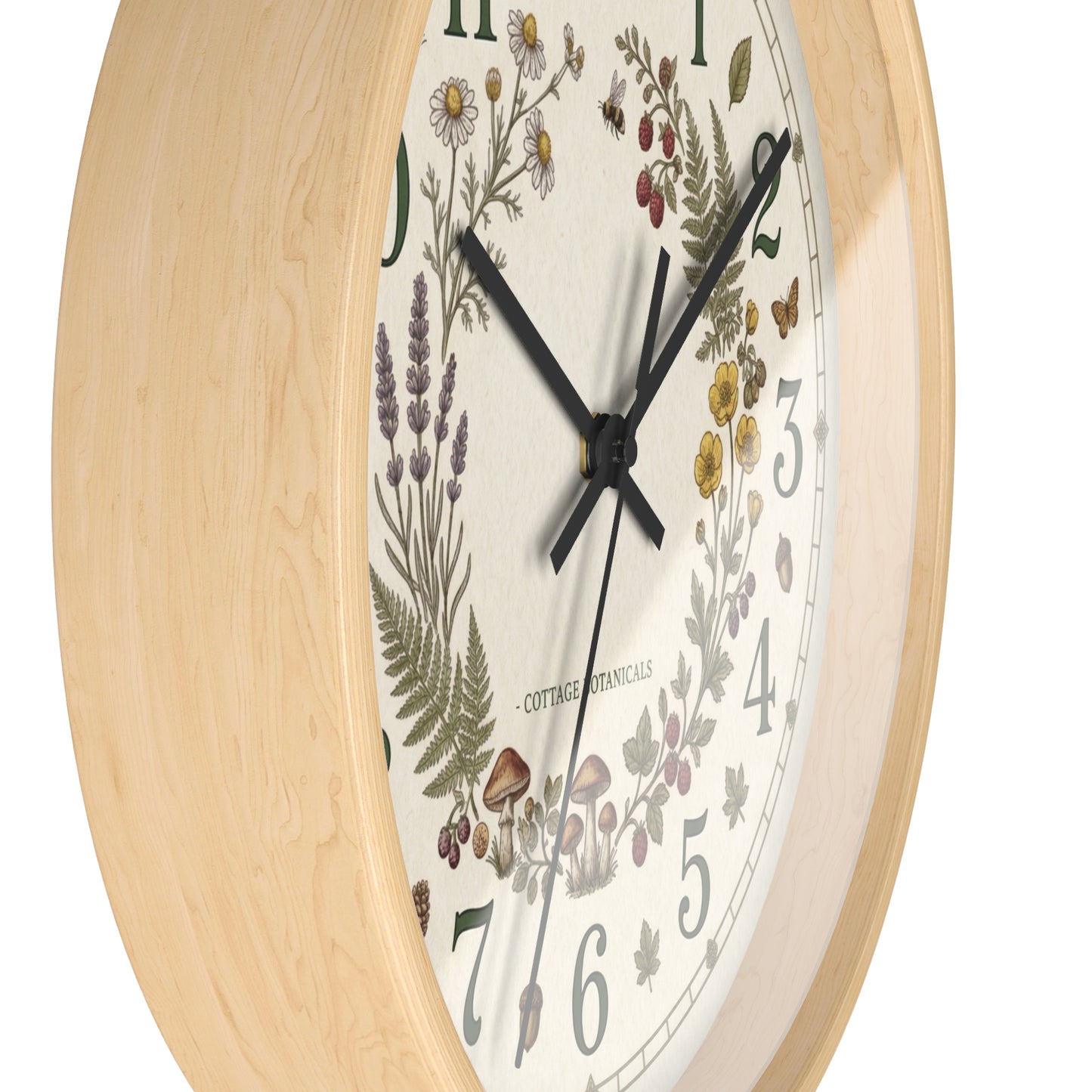 Botanical Wreath Wall Clock | Cottage Floral Timepiece