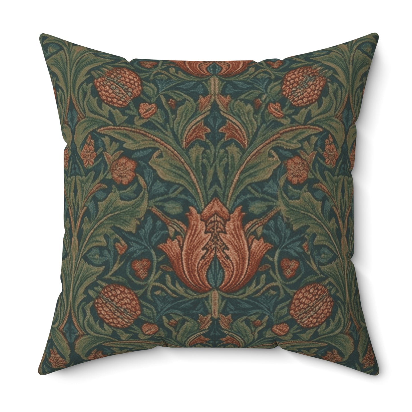 William Morris Style Floral Pattern Pillow | Botanical Throw Pillow
