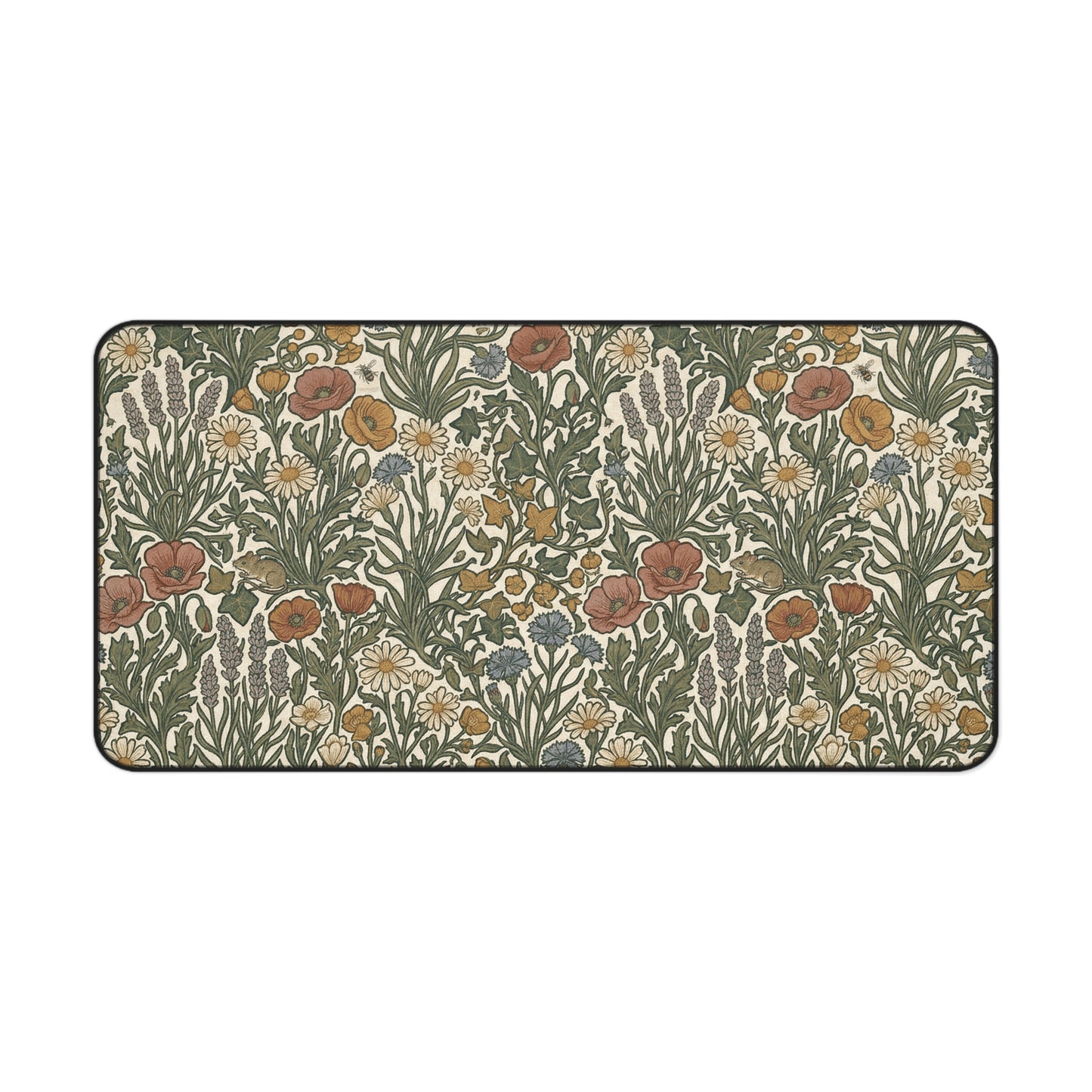 Vintage Wildflower Pattern Desk Mat | Floral Botanical Mousepad