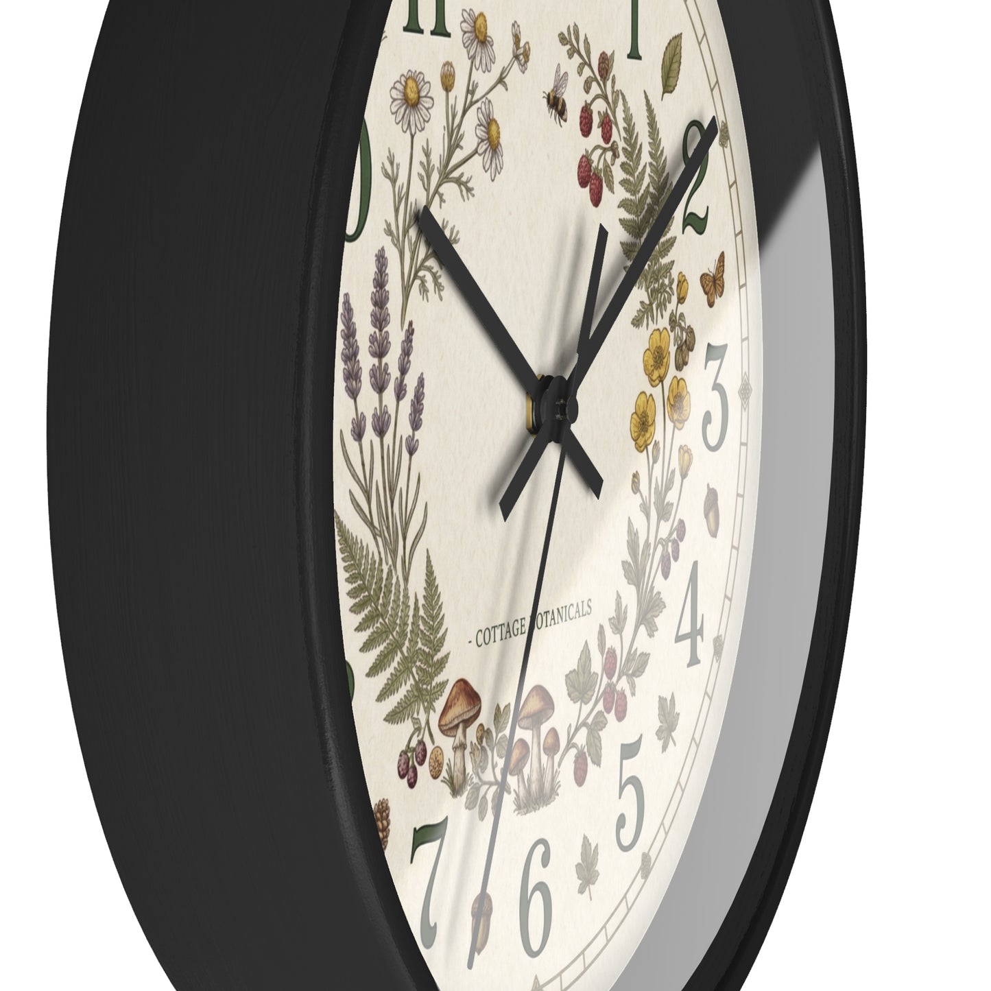 Botanical Wreath Wall Clock | Cottage Floral Timepiece