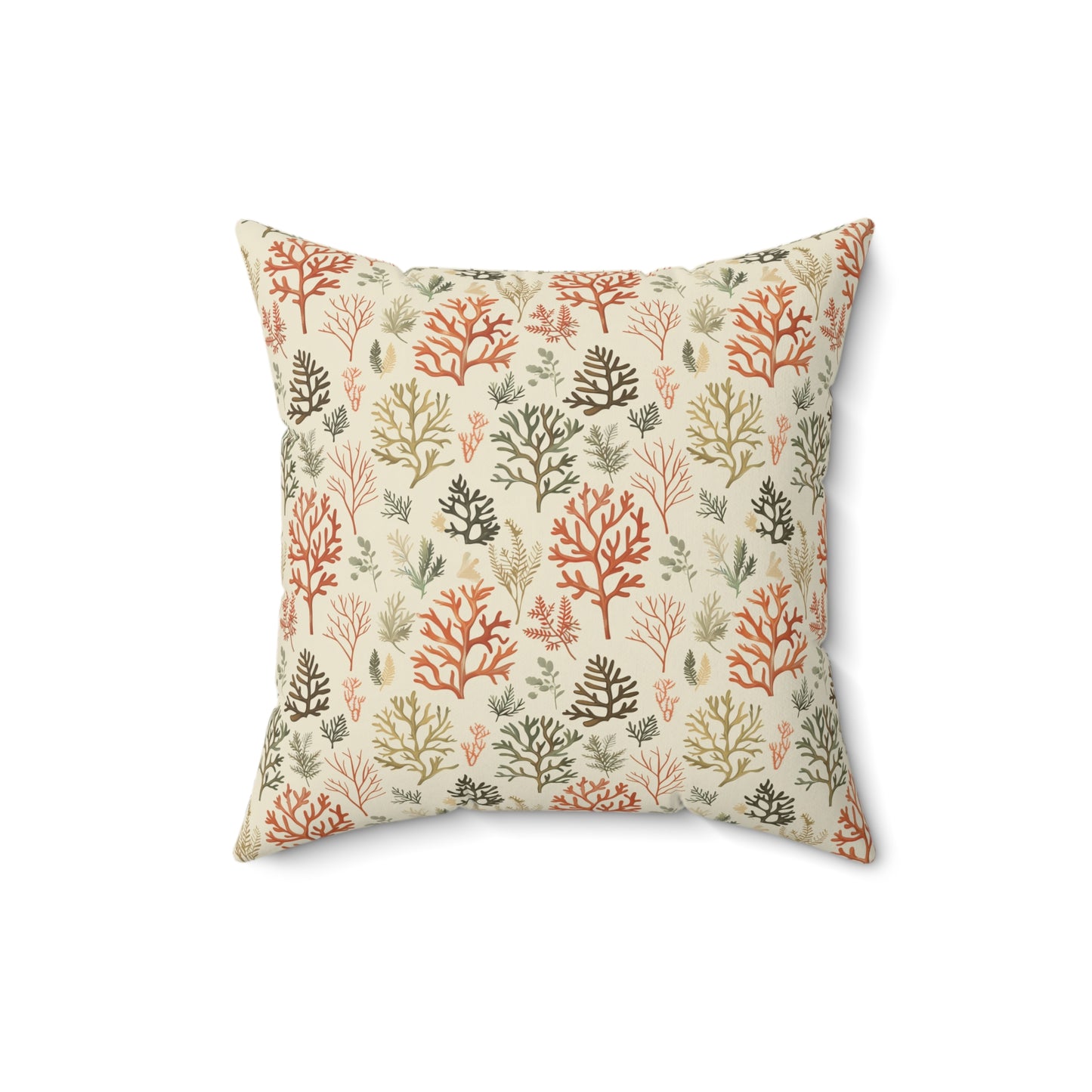 Coral Reef Pattern Pillow | Square Throw Pillow, Coastal Home Decor