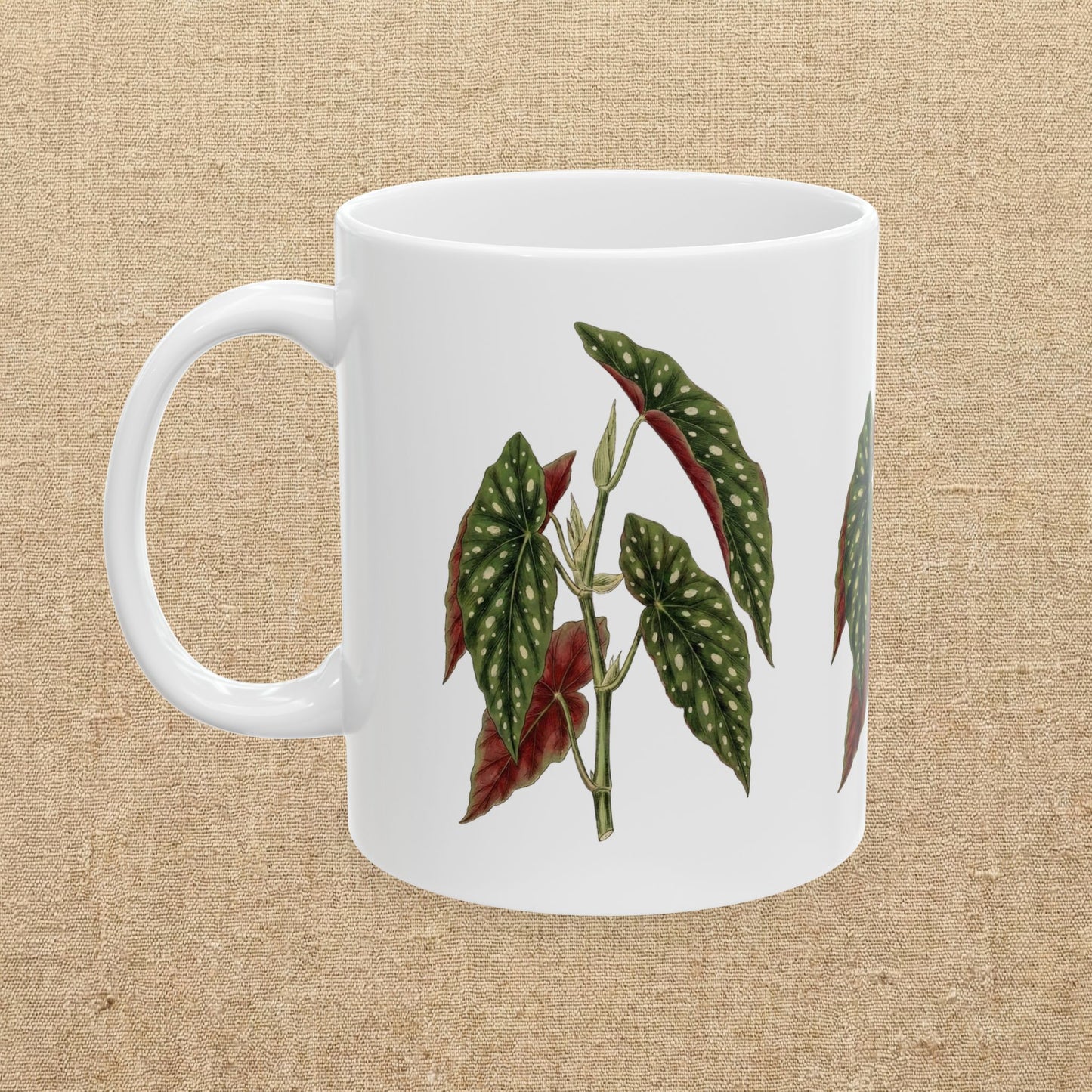 Begonia Maculata Illustration Mug | Polka Dot Begonia Ceramic Mug