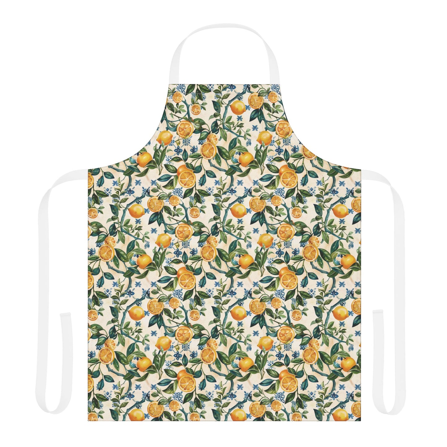 Citrus Lemon Blossom Apron | Kitchen Apron with Floral Fruit Pattern
