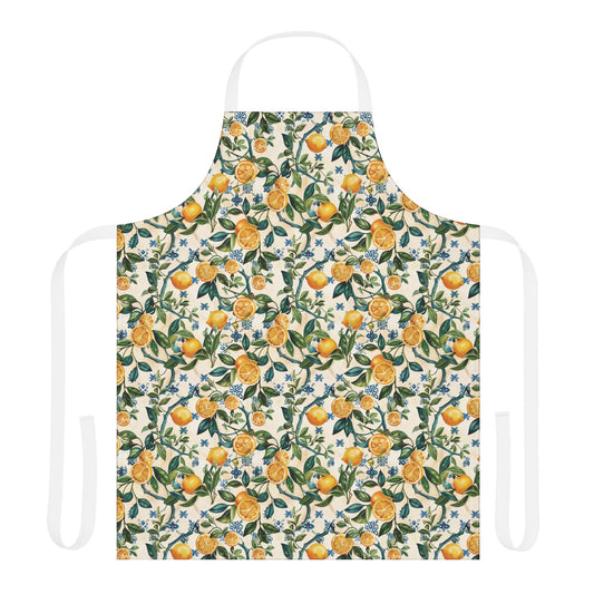 Citrus Lemon Blossom Apron | Kitchen Apron with Floral Fruit Pattern