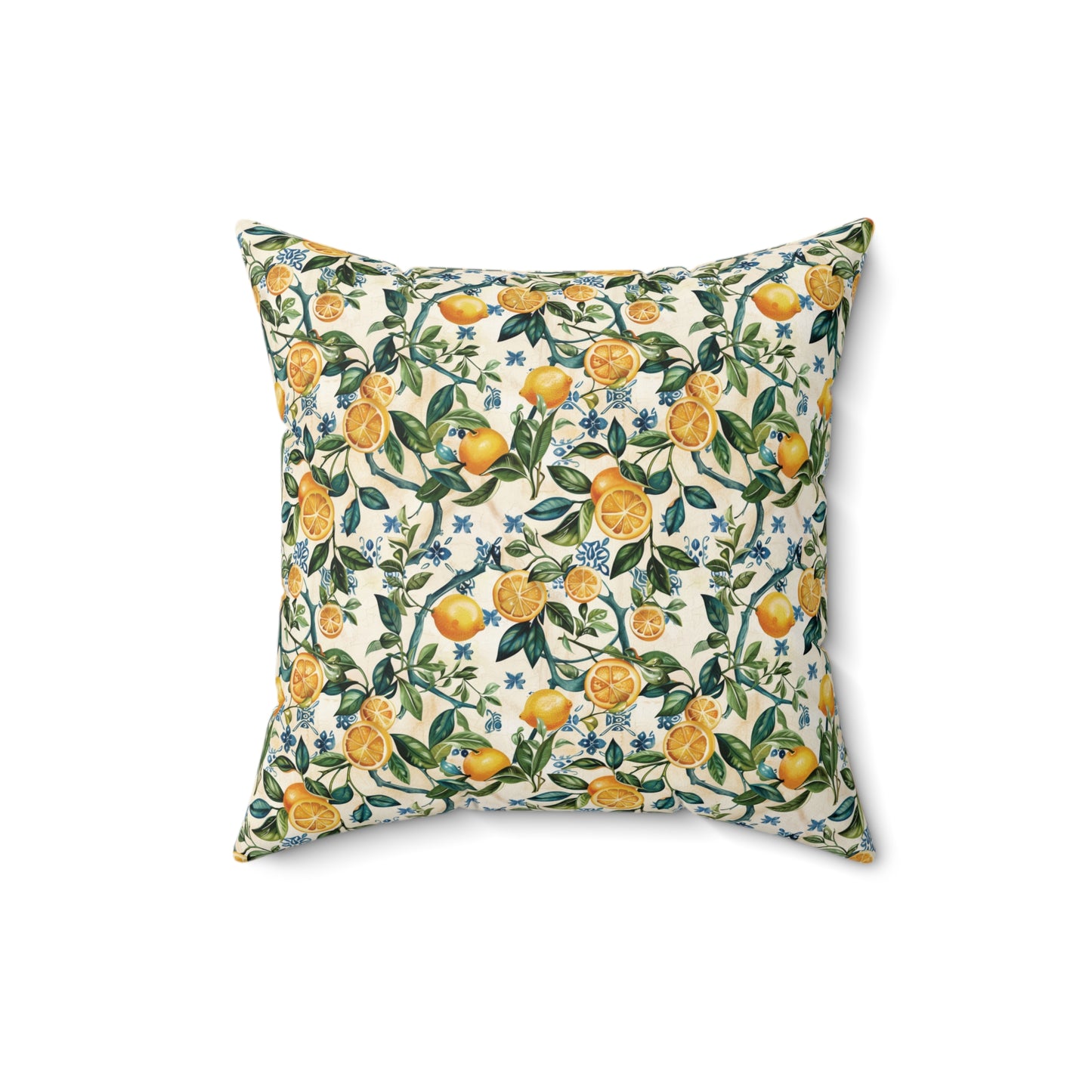 Lemon Branches Pillow | Citrus Floral Square Pillow, Botanical Home Decor