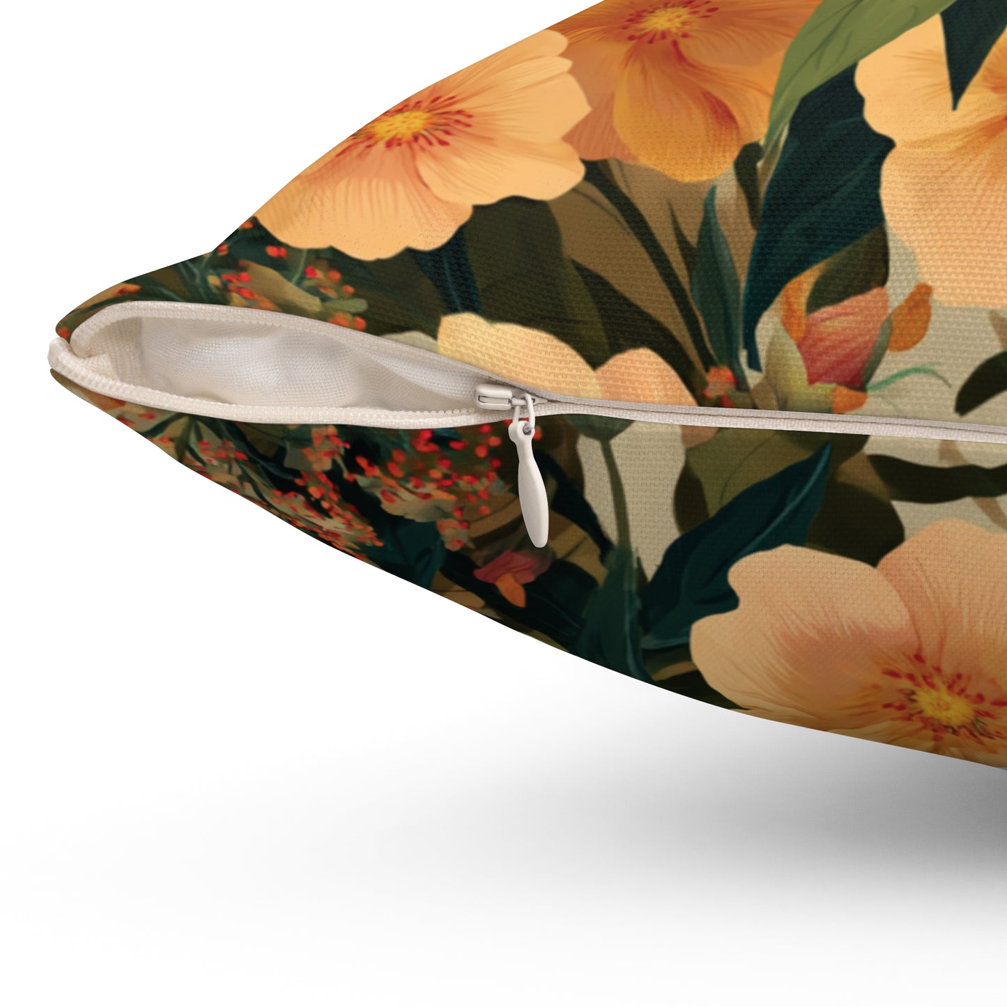 Peach Floral Pattern Pillow | Botanical Throw Pillow, Vintage Garden Design