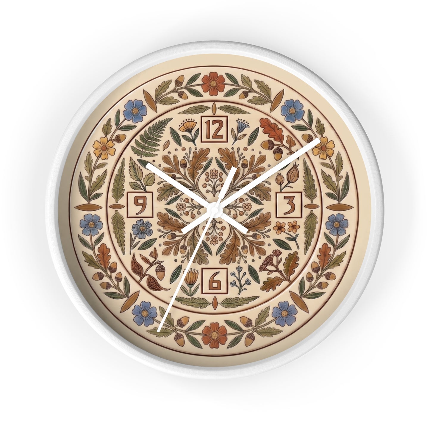 Boho Floral Mandala Wall Clock | Arts And Crafts Rustic Floral Pattern Clock