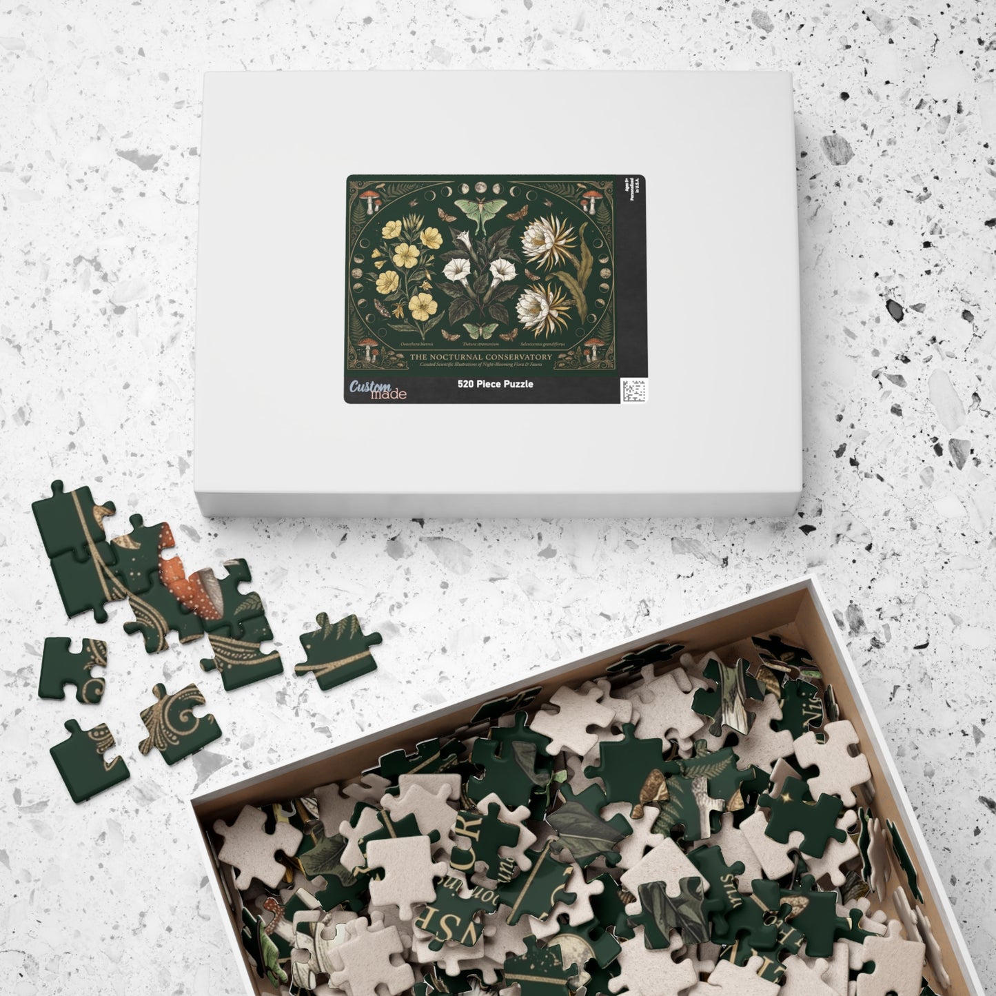 Nocturnal Conservatory Botanical Illustration Puzzle | Floral Moths 110, 252, 520 or 1014 pcs
