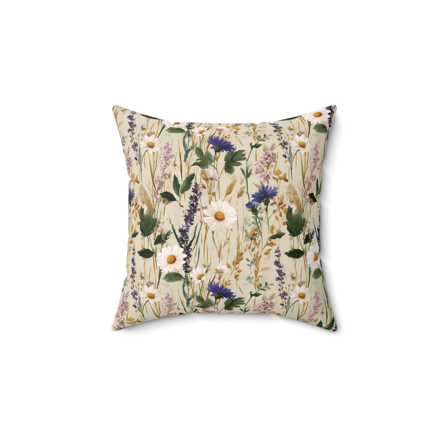 Wildflower Meadow Pillow | Daisies & Lavender Square Pillow