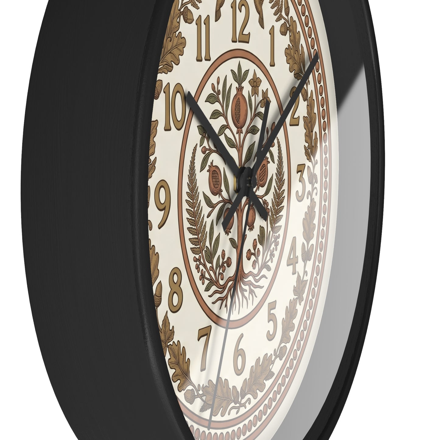 Pomegranate Medallion Wall Clock | Vintage Botanical Folk Art Ornamental