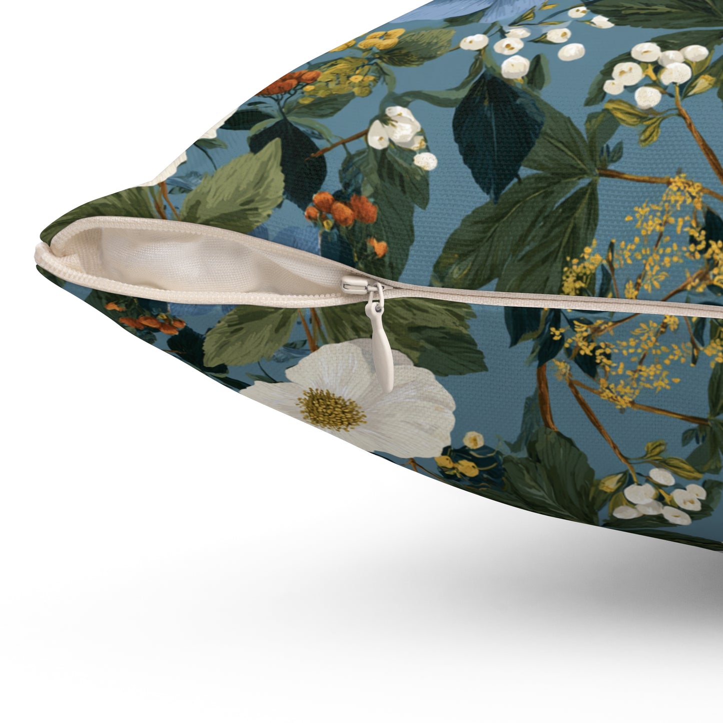 Blue Floral Pattern Pillow | Vintage Botanical Throw Pillow