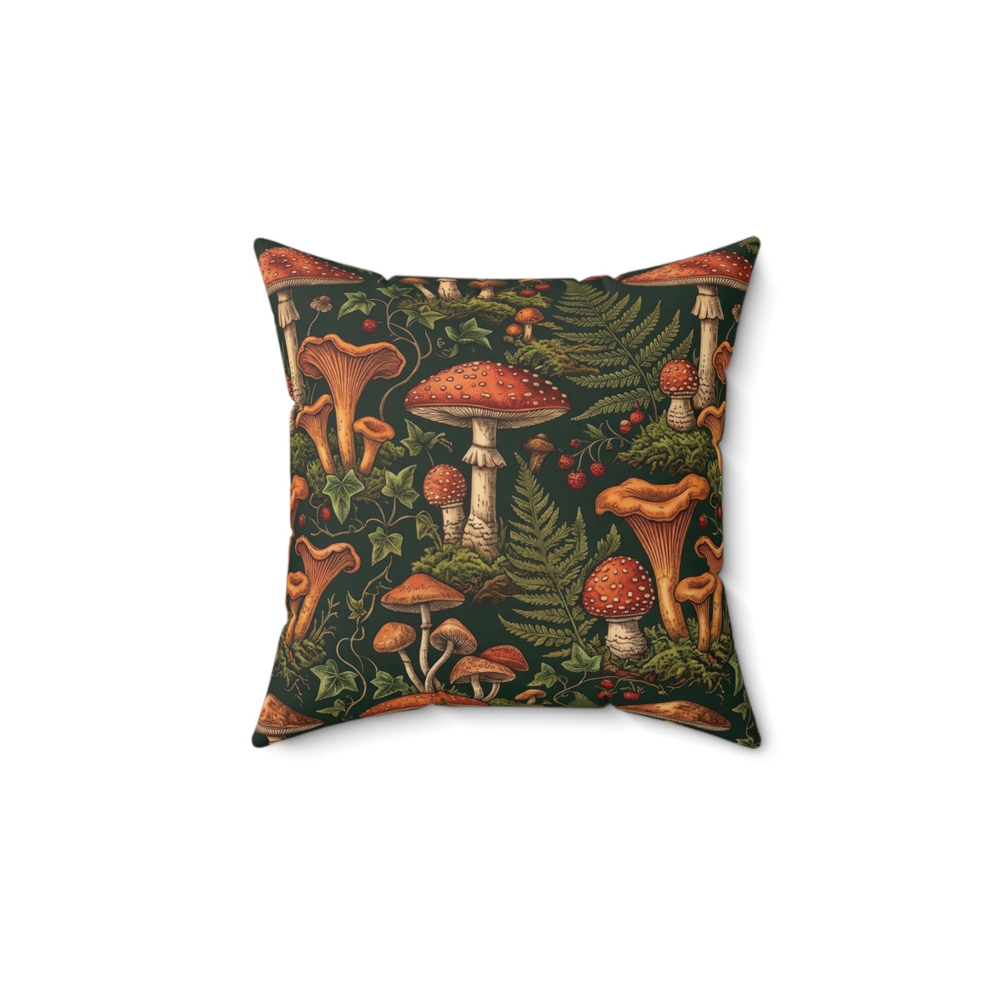 Autumn Mushrooms pillow | Forest fungi botanical throw pillow