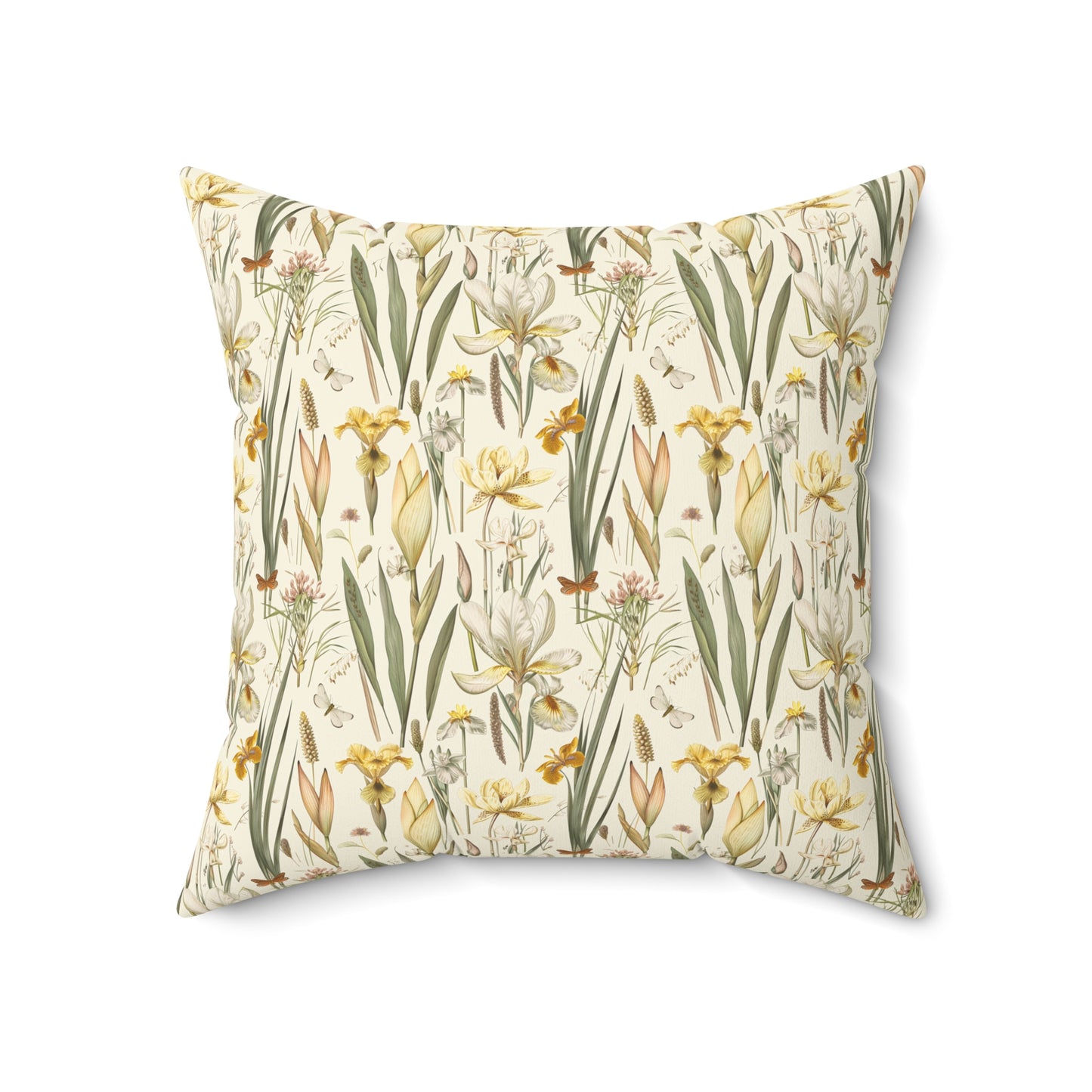 Vintage Daffodil Botanical Pillow | Yellow Spring Floral Throw Pillow