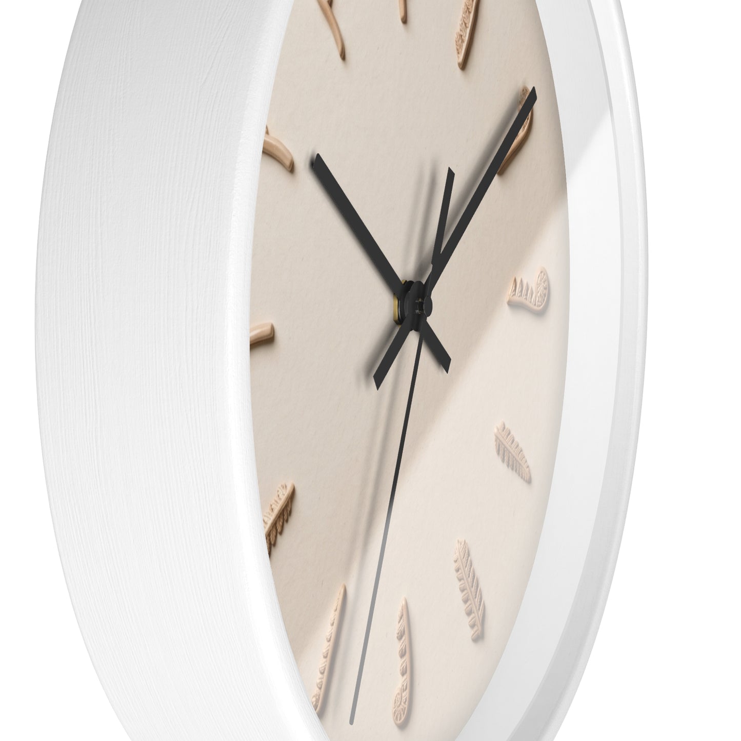 Clay Fern Motif Wall Clock | Minimal Botanical Timepiece