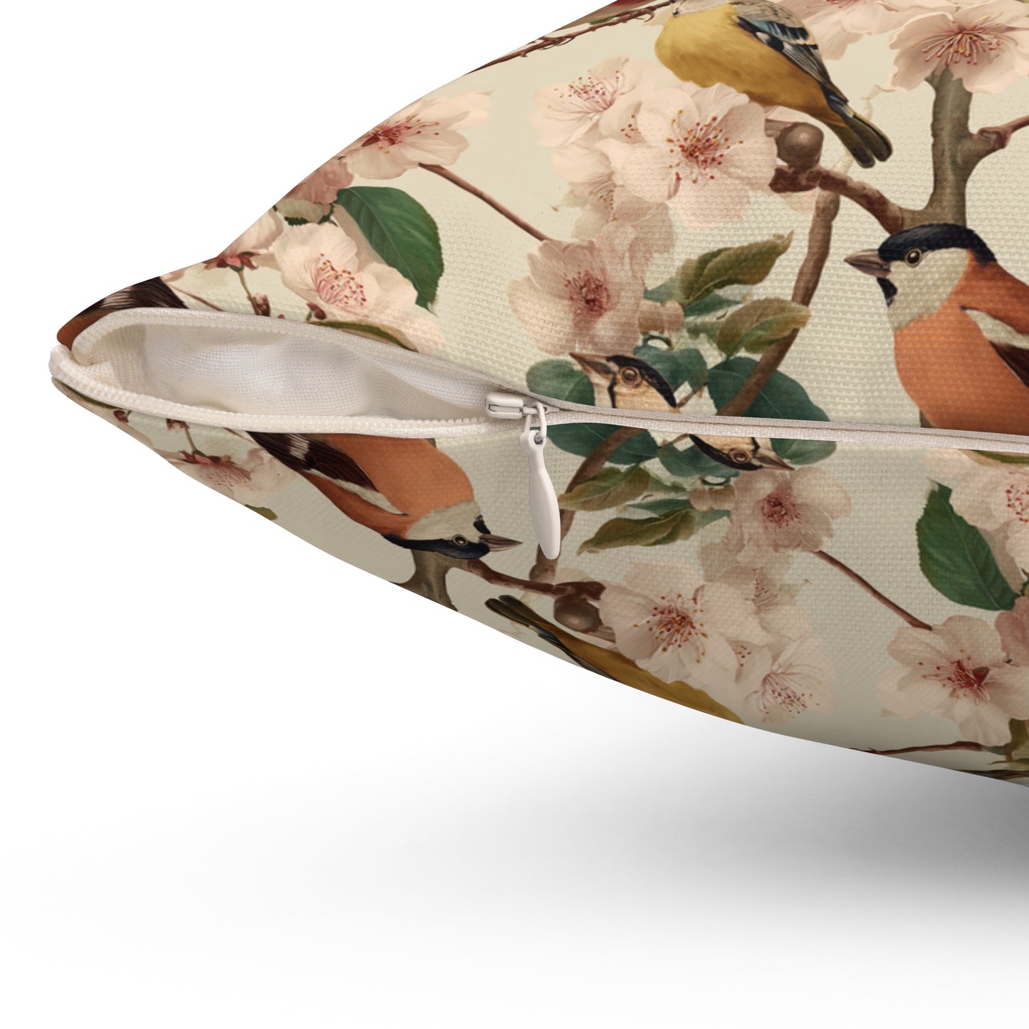 Vintage Bird Floral Pillow | Throw Pillow, Botanical Songbirds Pattern