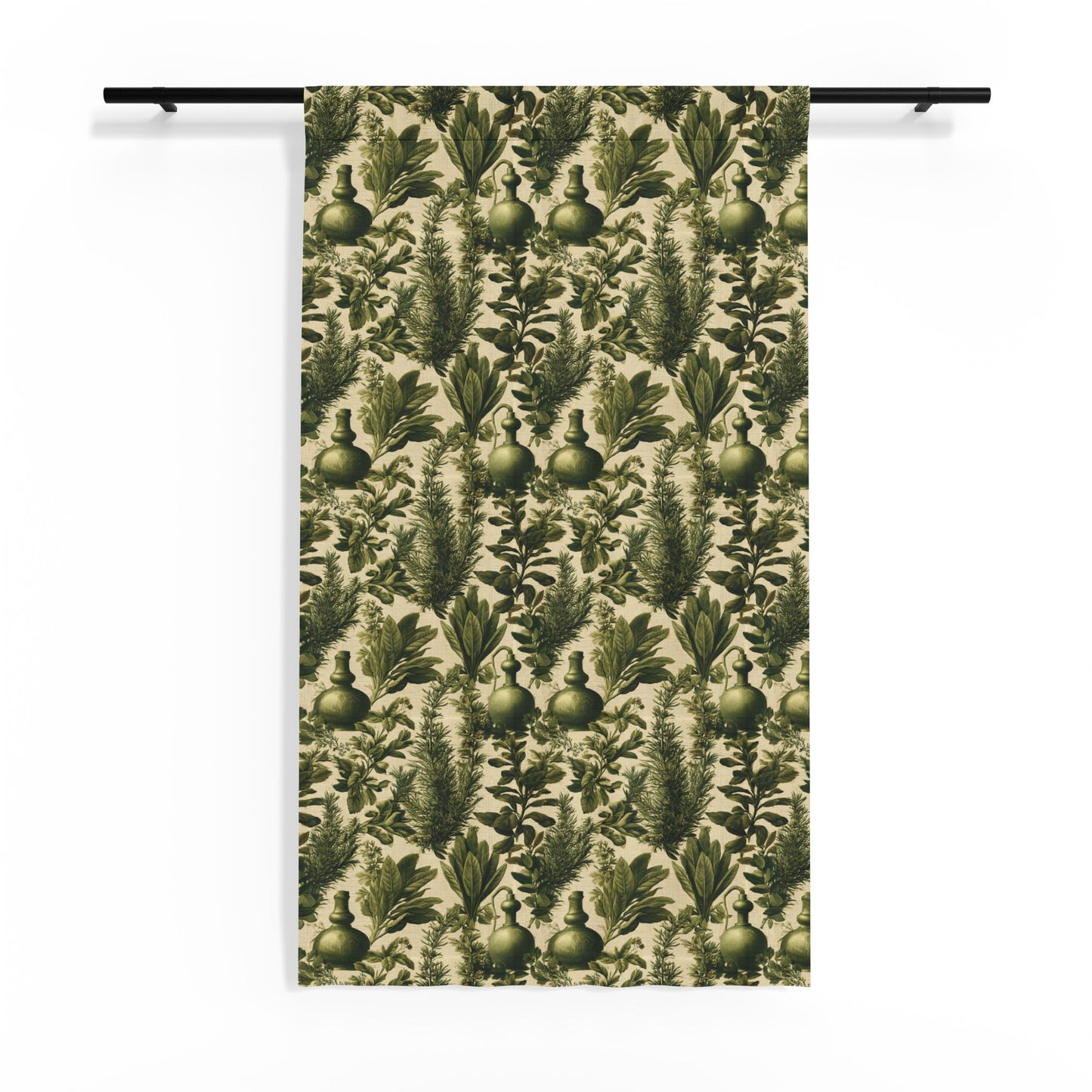 Vintage Olive Branch Pattern Sheer Window Curtain | Botanical Drapery