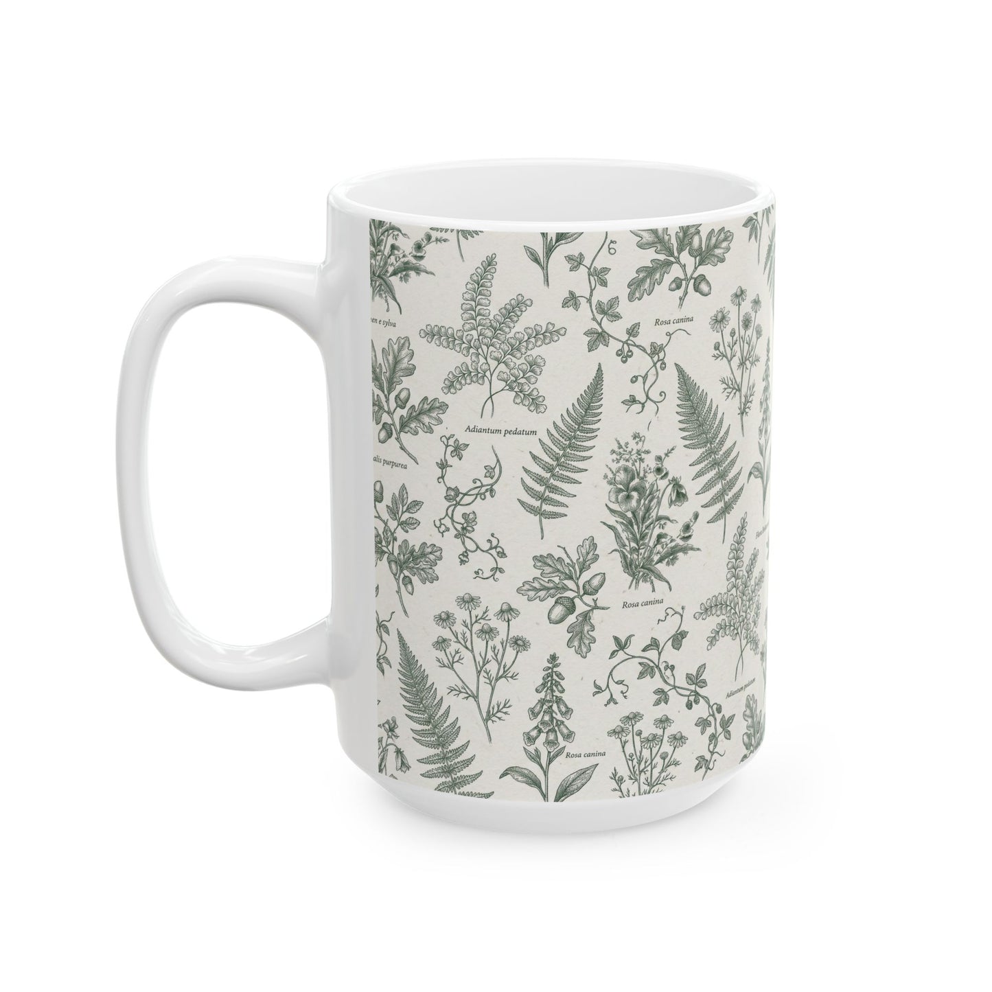 Vintage Botanical Ferns Mug | Green Floral Ceramic Mug