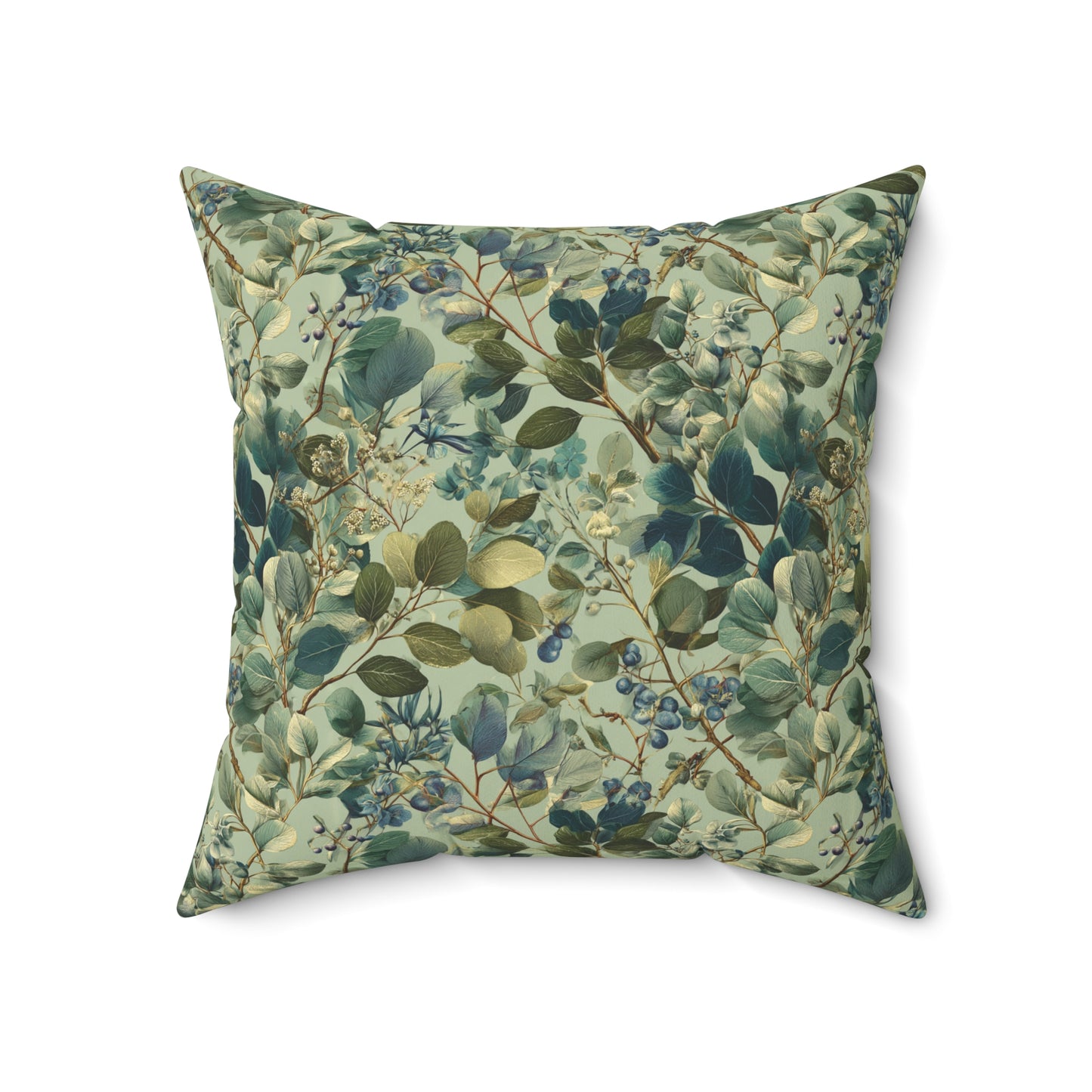 Vintage Botanical Leaves Pillow | Green Floral Throw Pillow