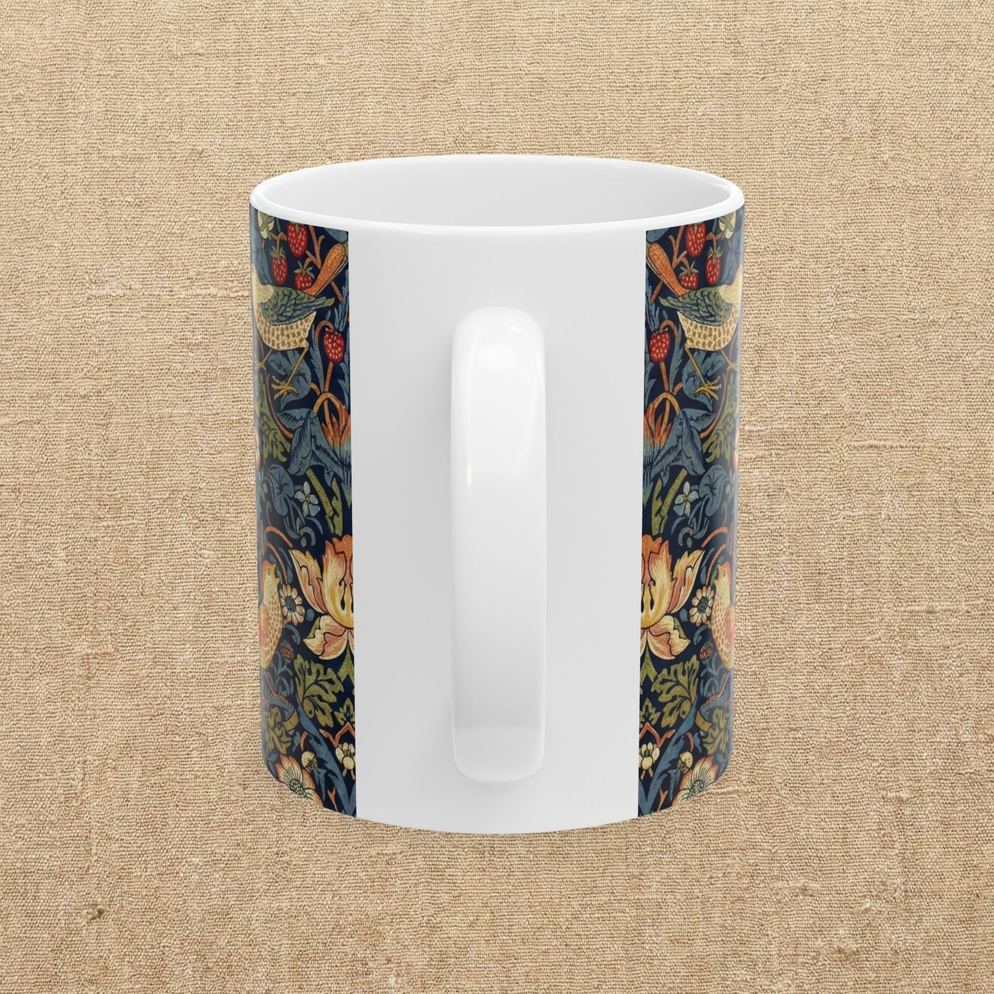 William Morris Style Strawberry Thief Pattern Mug | Bird Floral Ceramic Mug