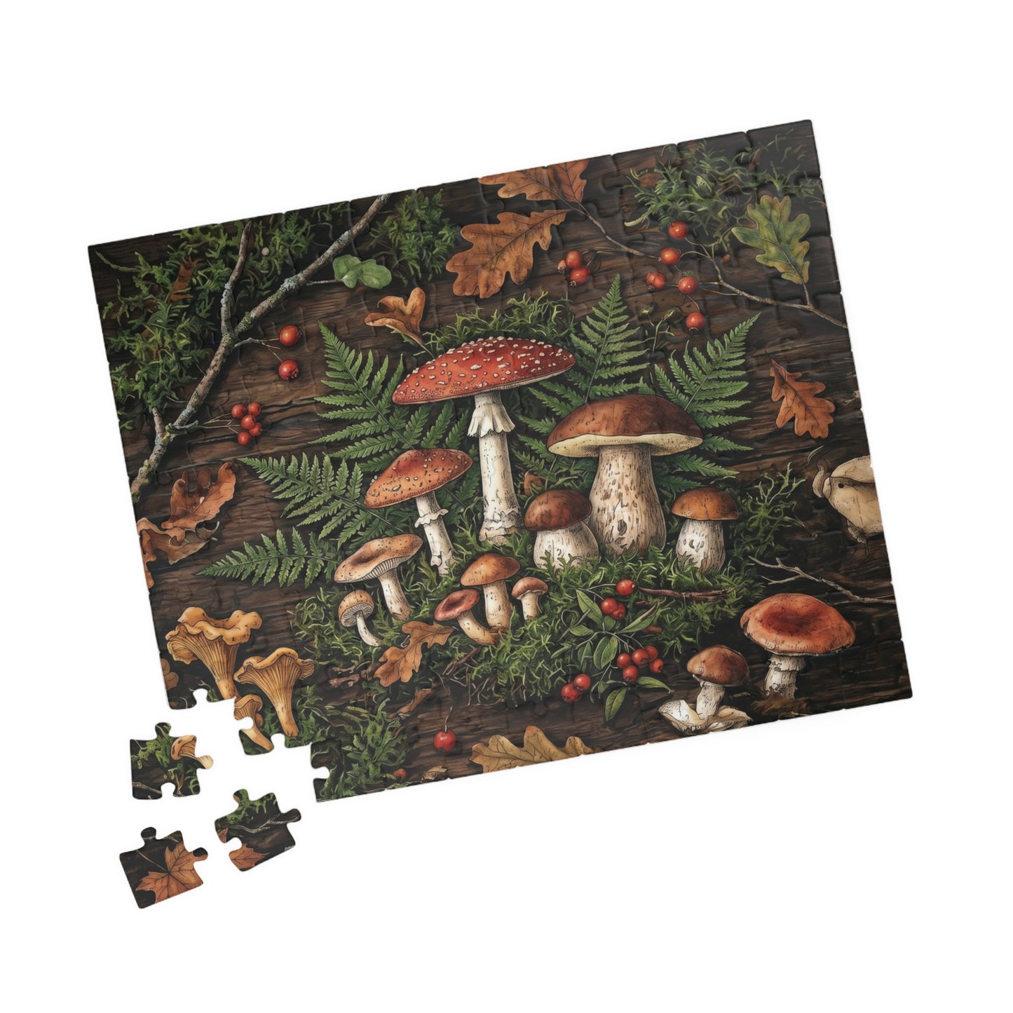 Woodland Mushroom Illustration Puzzle | 110, 252, 520, or 1014 Jigsaw Puzzle