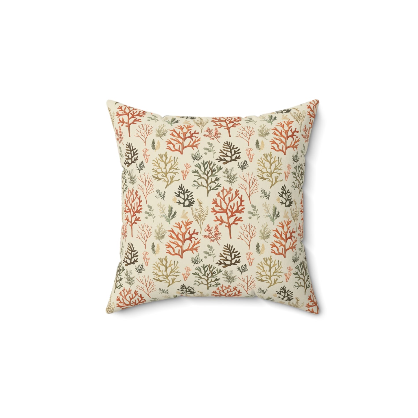 Coral Reef Pattern Pillow | Square Throw Pillow, Coastal Home Decor