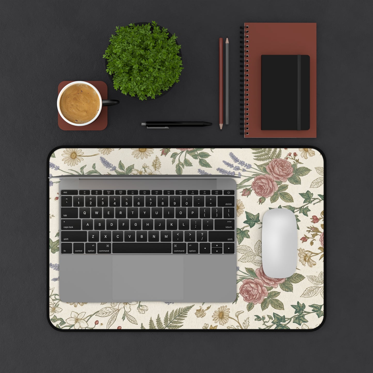 Vintage Wildflower Pattern Desk Mat | Floral Botanical Mouse Pad