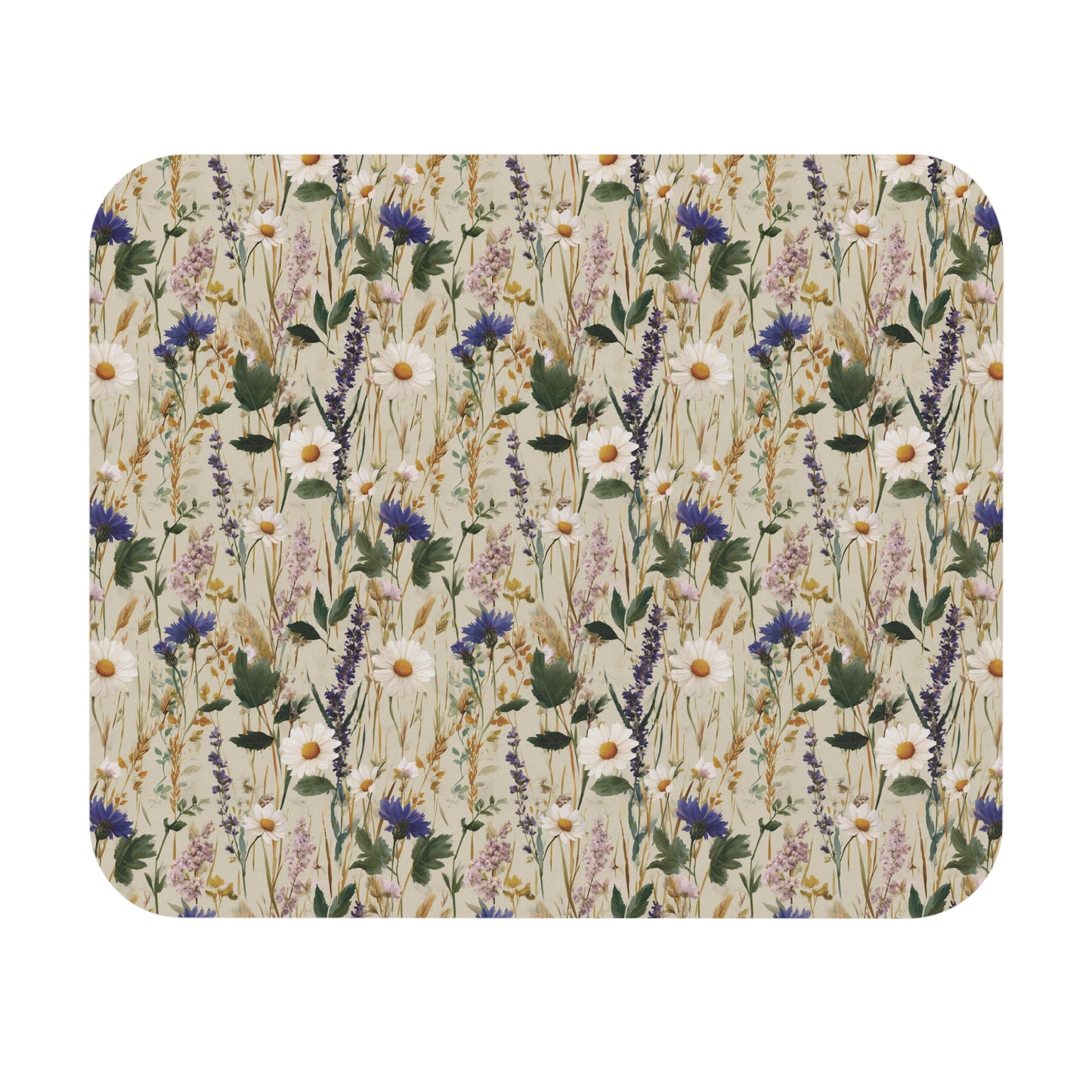 Wildflower Field Mouse Pad | Floral Daisy Lavender Desk Mat
