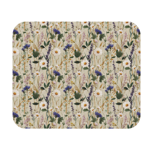 Wildflower Field Mouse Pad | Floral Daisy Lavender Desk Mat