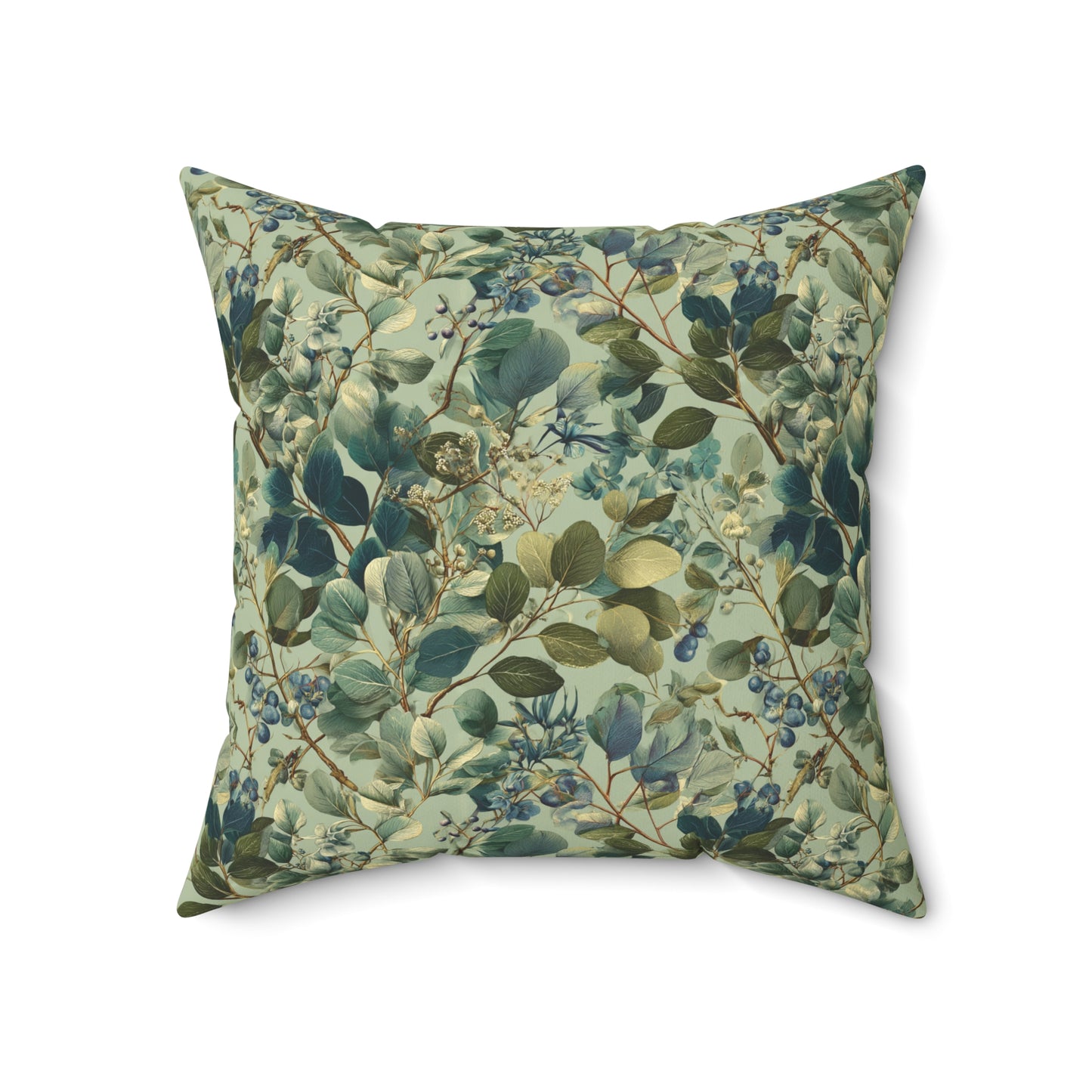 Vintage Botanical Leaves Pillow | Green Floral Throw Pillow