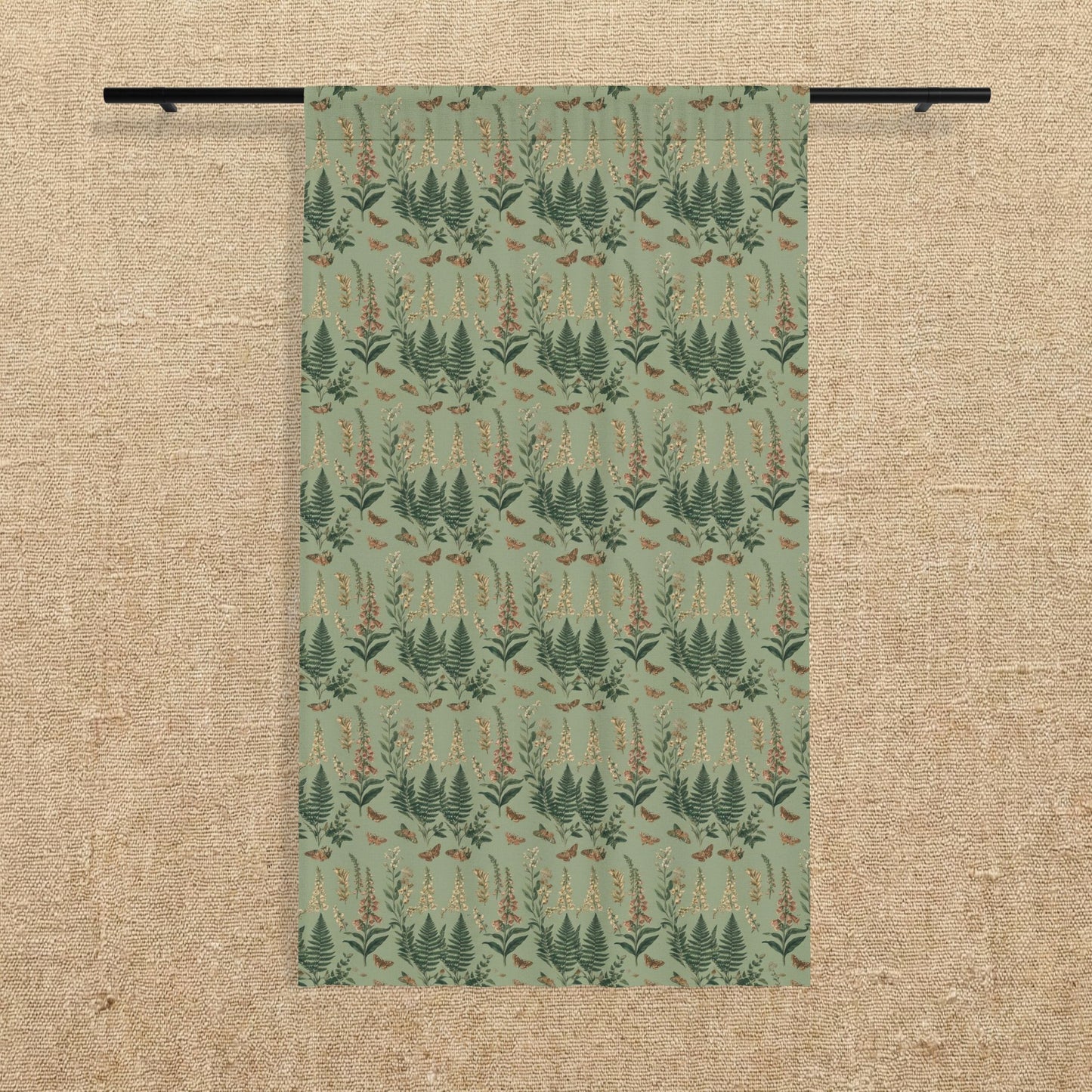 Forest Fern Pattern Green Sheer Window Curtain | Botanical Woodland Print